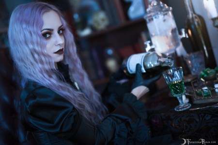 Forbidden Realm The Perfect Drug absinthe black-lace candles corset leather stockings purple-hair gen-the-hobbit genevieve genthehobbit goth 3