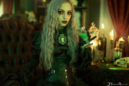 Forbidden Realm The Perfect Drug absinthe black-lace candles corset leather stockings purple-hair gen-the-hobbit genevieve genthehobbit goth 4