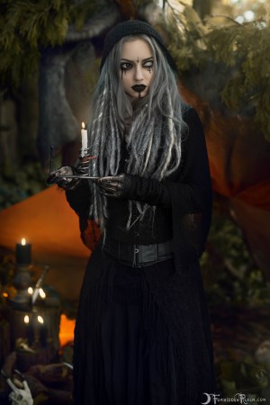 Forbidden Realm The Seer face-paint smoke mythological-creature viking feet silver-hair nature outdoor gen-the-hobbit genevieve genthehobbit occult 2