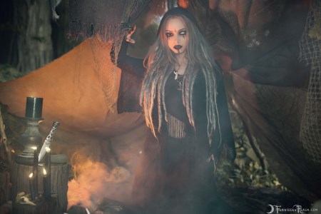 Forbidden Realm The Seer face-paint smoke mythological-creature viking feet silver-hair nature outdoor gen-the-hobbit genevieve genthehobbit occult 4