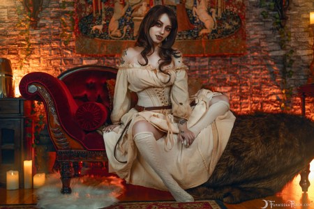 Forbidden Realm Thirst corset fangs knee-socks vampire redhead gen-the-hobbit genevieve genthehobbit renaissance 1