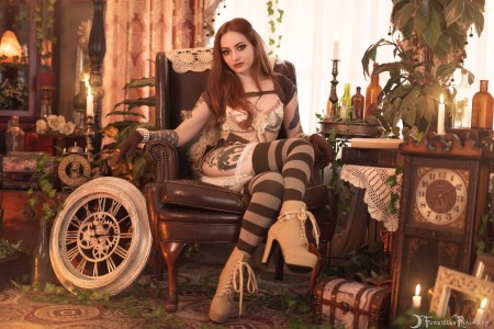 Forbidden Realm Timeless Vintage heels redhead gen-the-hobbit genevieve genthehobbit feminine steampunk stripes victorian 1
