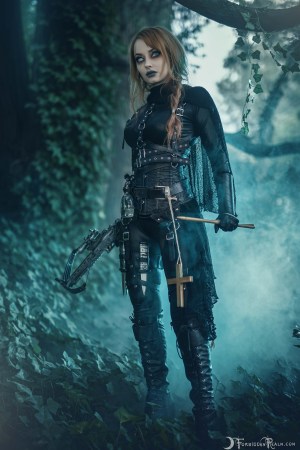 Forbidden Realm Vampire Slayer leather assassin vampire edgy redhead nature outdoor gen-the-hobbit genevieve genthehobbit 1