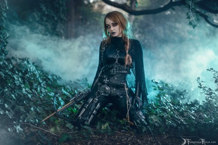 Forbidden Realm Vampire Slayer leather assassin vampire edgy redhead nature outdoor gen-the-hobbit genevieve genthehobbit 2