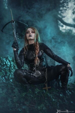 Forbidden Realm Vampire Slayer leather assassin vampire edgy redhead nature outdoor gen-the-hobbit genevieve genthehobbit 3