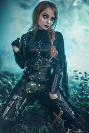 Forbidden Realm Vampire Slayer leather assassin vampire edgy redhead nature outdoor gen-the-hobbit genevieve genthehobbit 4