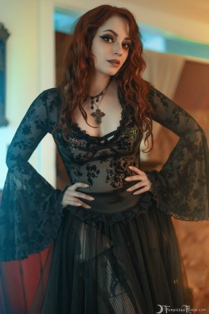Forbidden Realm Velvet & Lace black-lace boots lingerie stockings redhead gen-the-hobbit genevieve genthehobbit boudoir goth 2