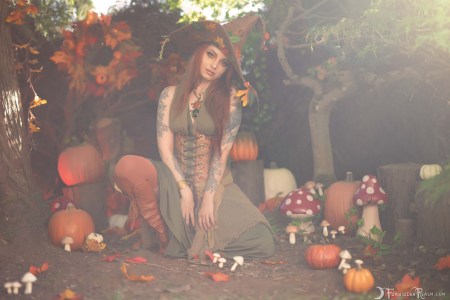 Forbidden Realm Witch Of The Harvest corset witch autumn dreamy whimsical redhead nature outdoor gen-the-hobbit genevieve genthehobbit fairy-tale fantasy 1