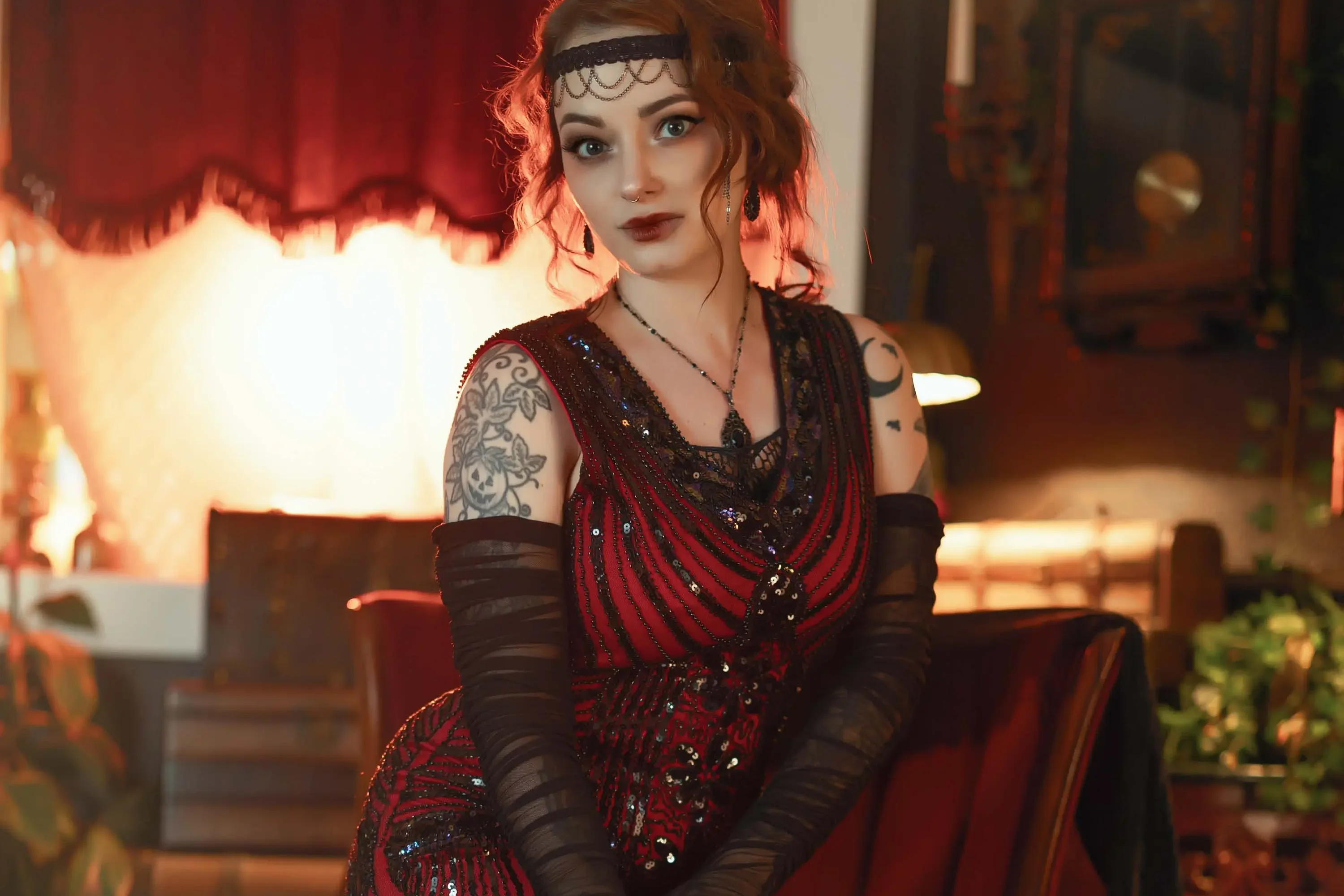 Forbidden Realm 1924fishnets lace madame redhead gen-the-hobbit genevieve genthehobbit cabaret flapper gatsby  Slide