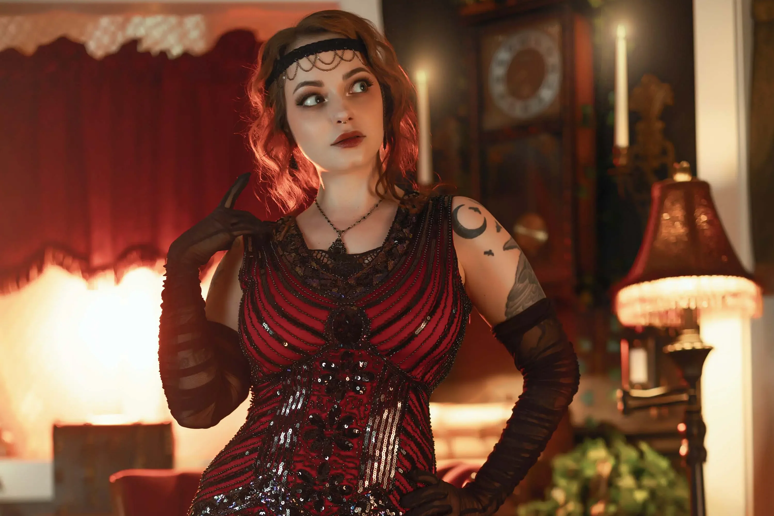 Forbidden Realm 1924fishnets lace madame redhead gen-the-hobbit genevieve genthehobbit cabaret flapper gatsby  Slide