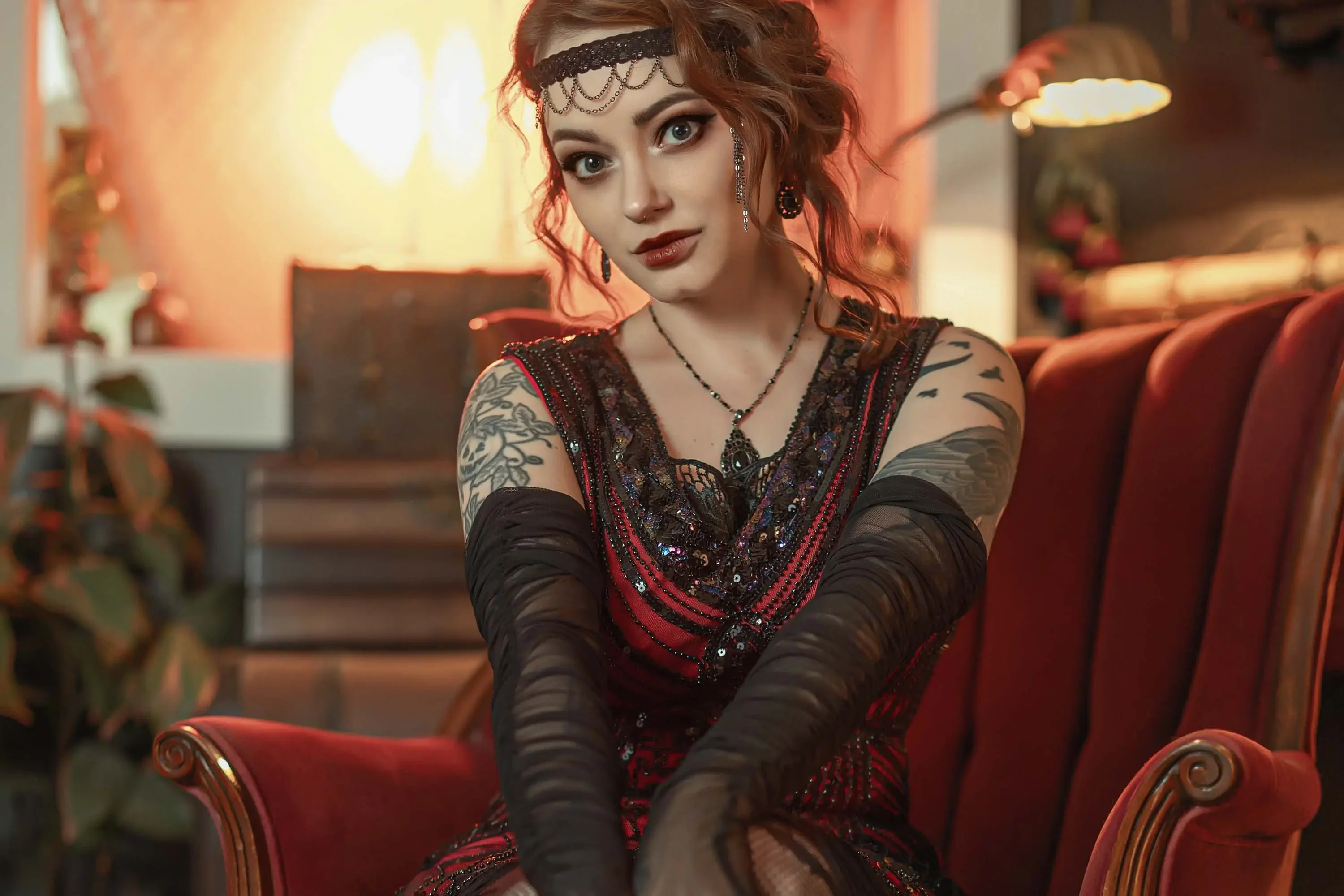 Forbidden Realm 1924fishnets lace madame redhead gen-the-hobbit genevieve genthehobbit cabaret flapper gatsby  Slide