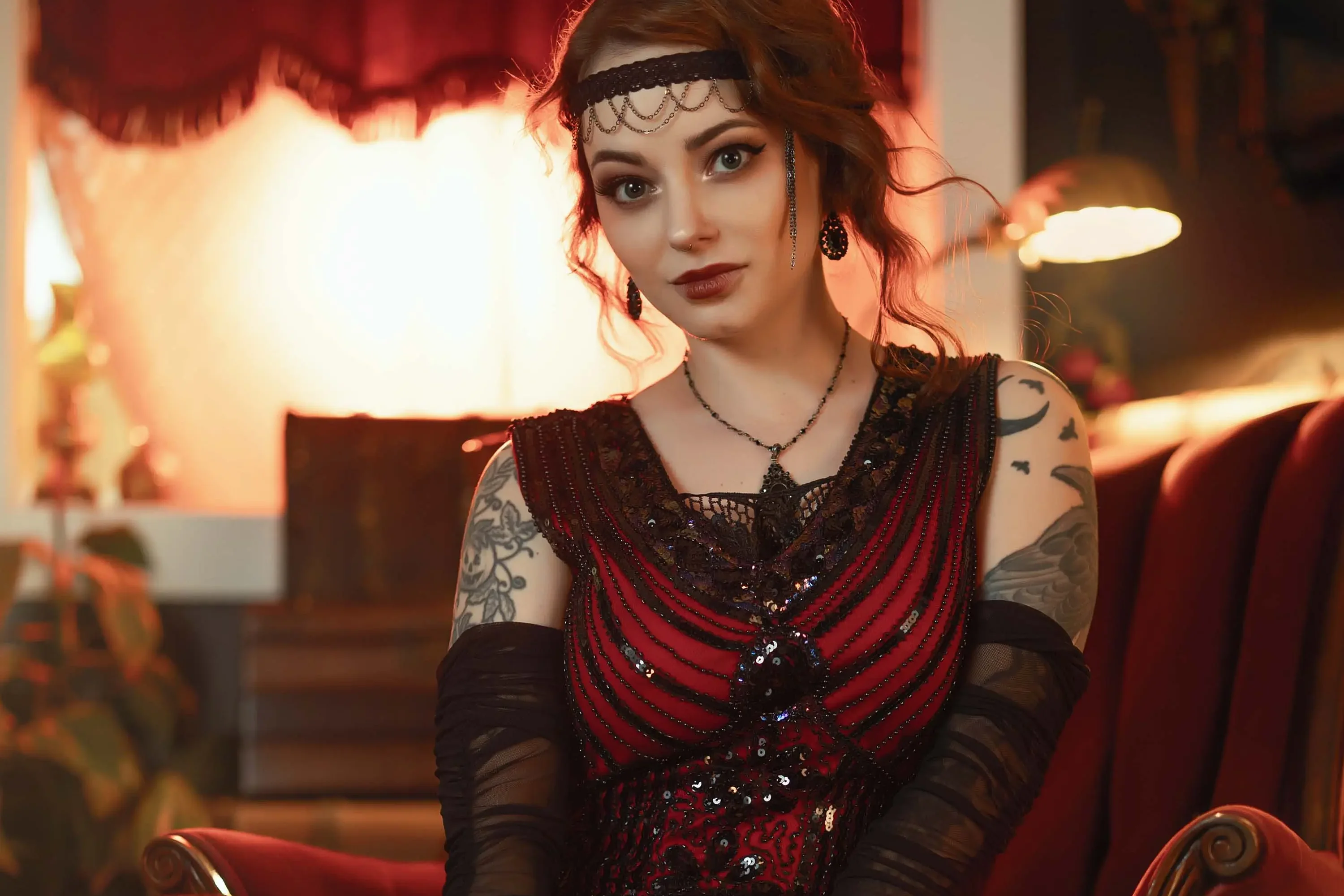 Forbidden Realm 1924fishnets lace madame redhead gen-the-hobbit genevieve genthehobbit cabaret flapper gatsby  Slide