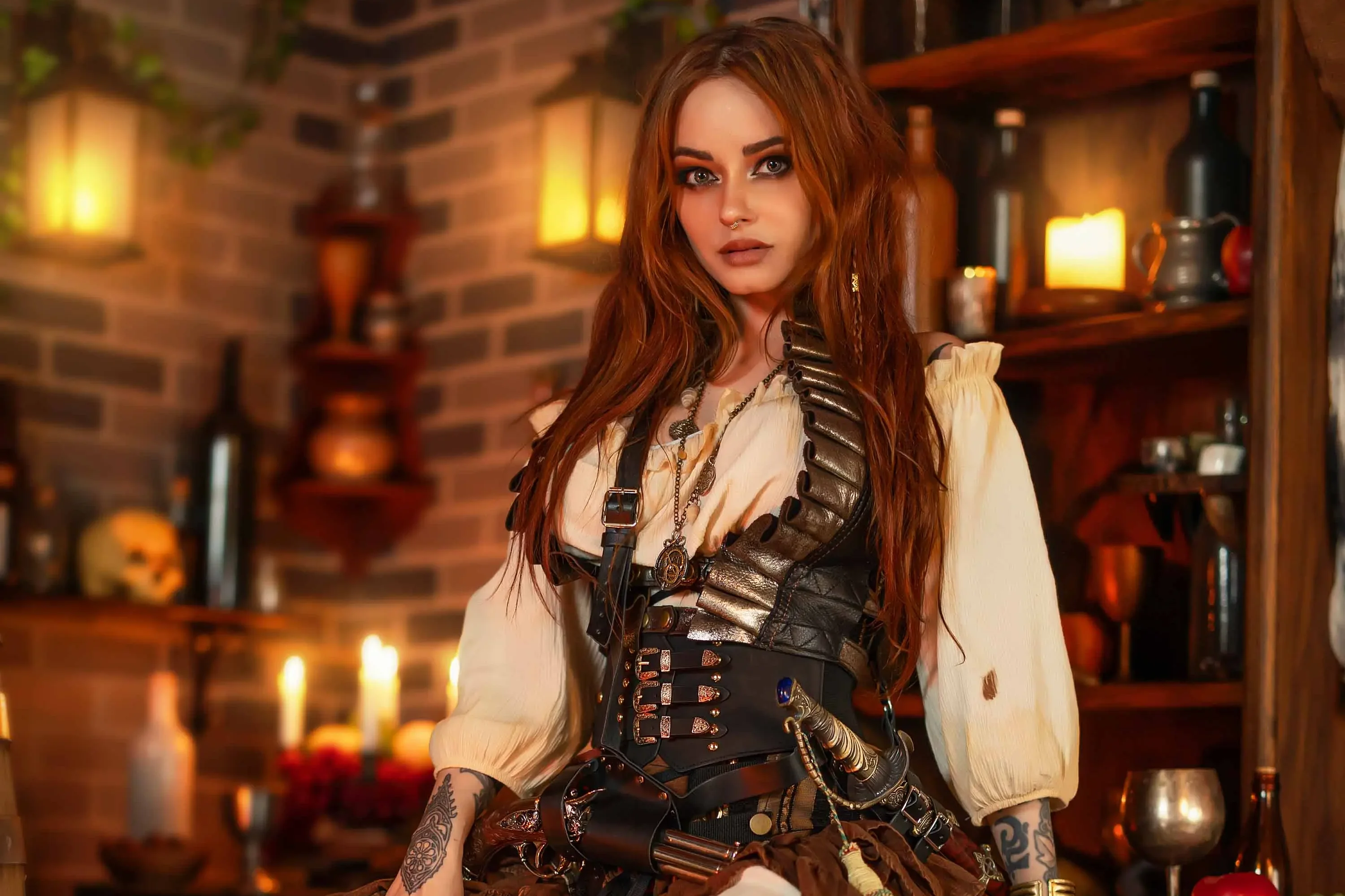 Forbidden Realm A Pirate's Lifeboots corset redhead saloon gen-the-hobbit genevieve genthehobbit pirate steampunk  Slide