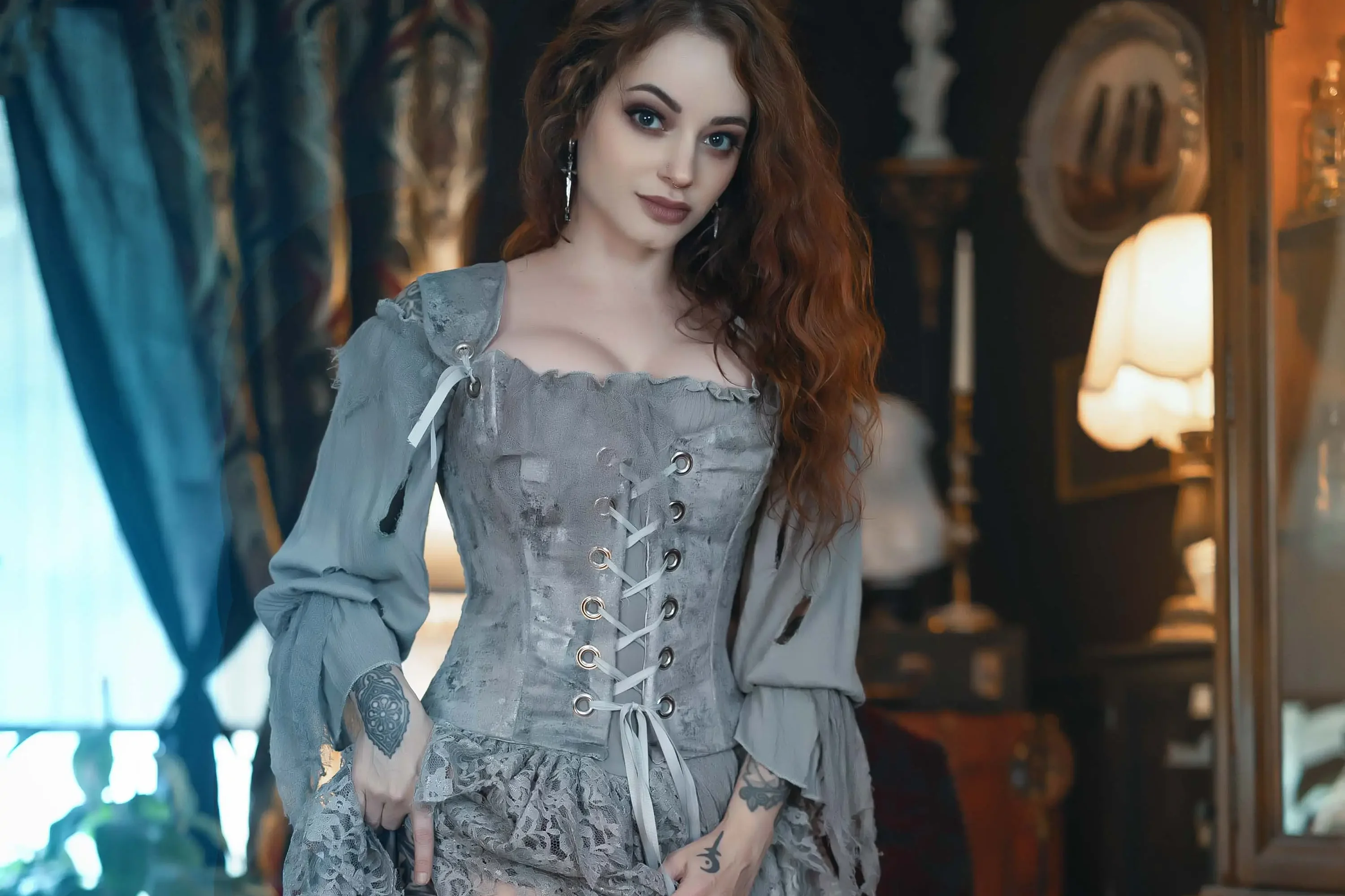 Forbidden Realm A Quiet Longingcorset stockings maiden redhead gen-the-hobbit genevieve genthehobbit vintage  Slide