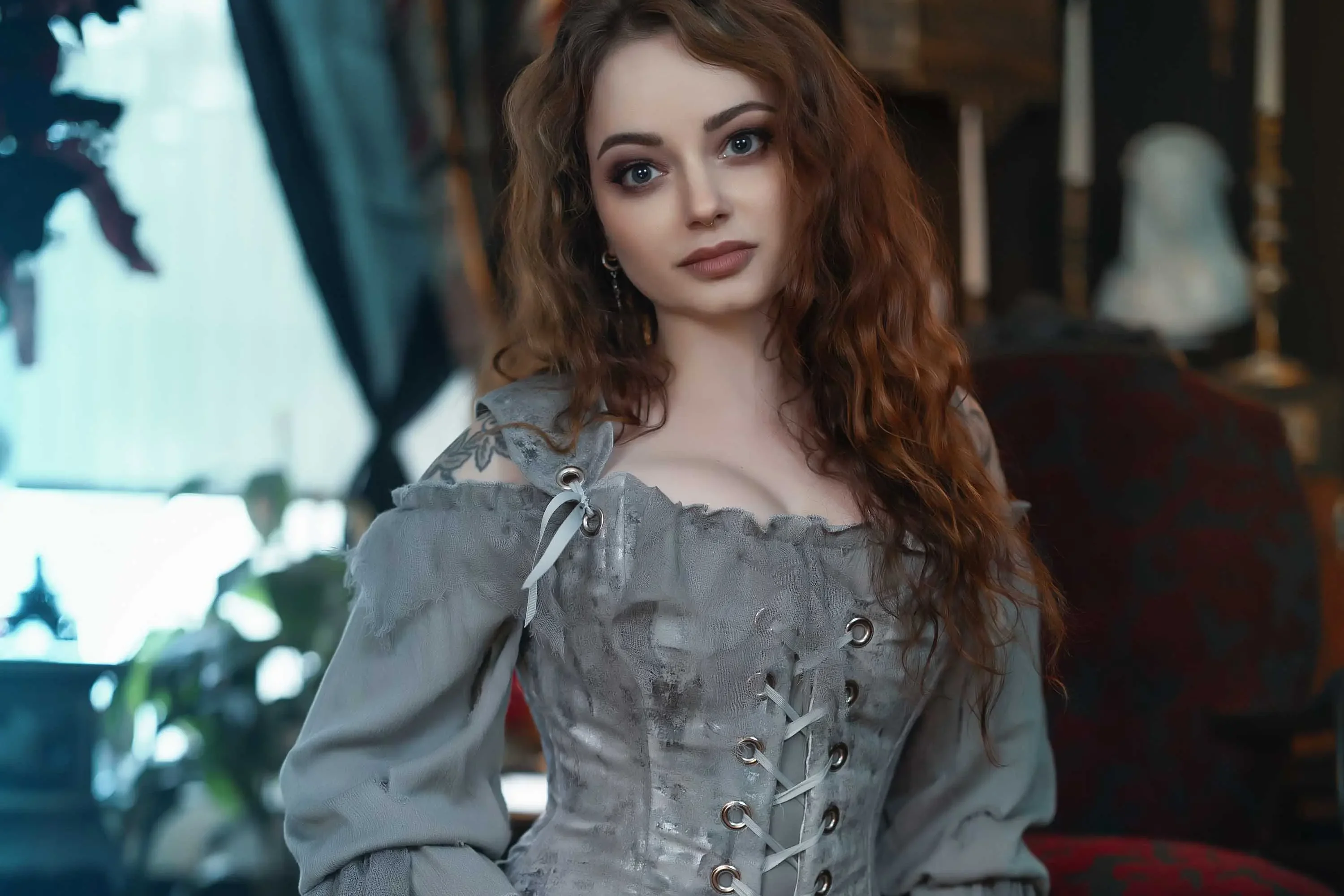 Forbidden Realm A Quiet Longingcorset stockings maiden redhead gen-the-hobbit genevieve genthehobbit vintage  Slide