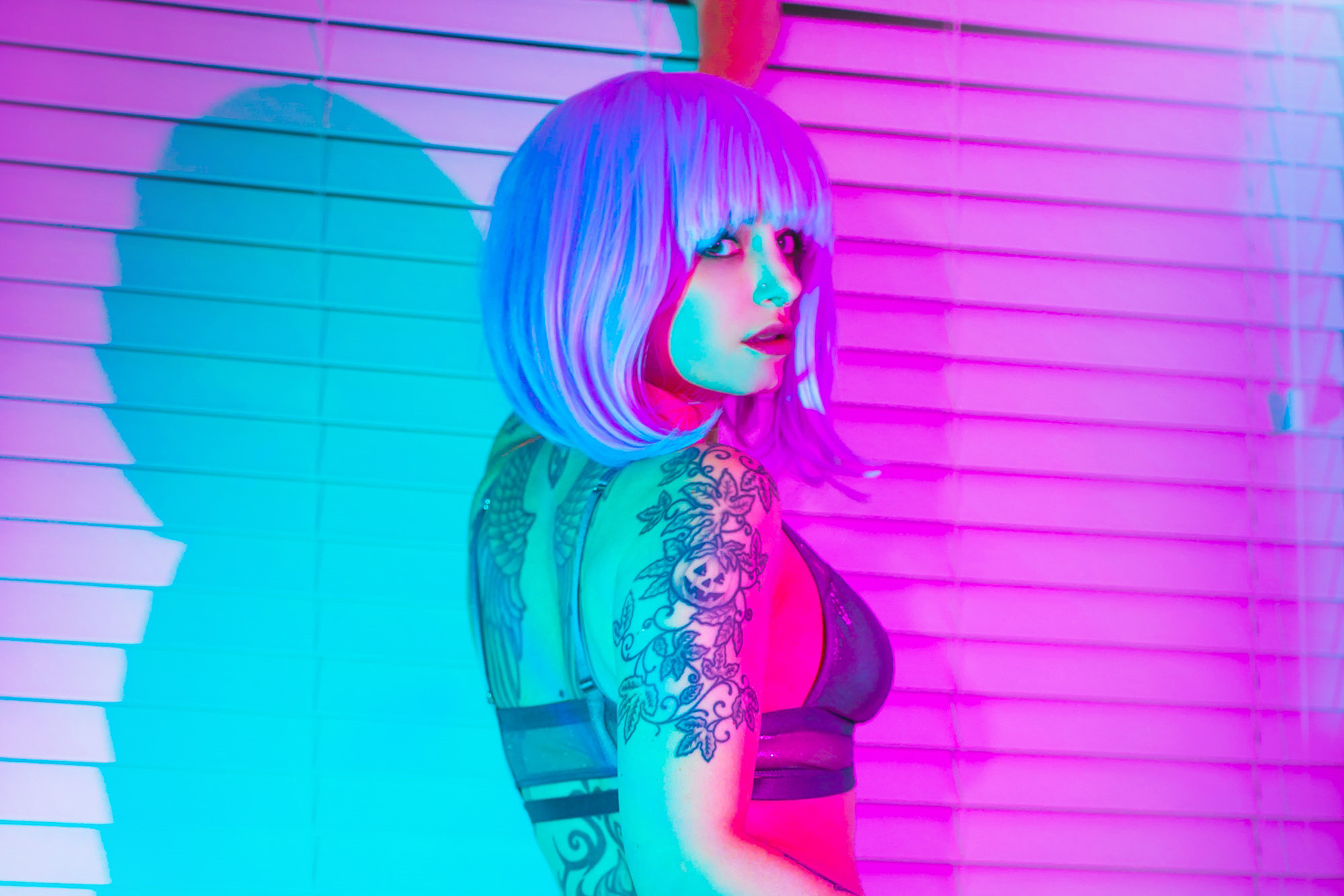 Forbidden Realm Acid Bathbikini laserlights dreamy technicolor purple-hair bubblebath gen-the-hobbit genevieve genthehobbit cyberpunk futuristic rave  Slide