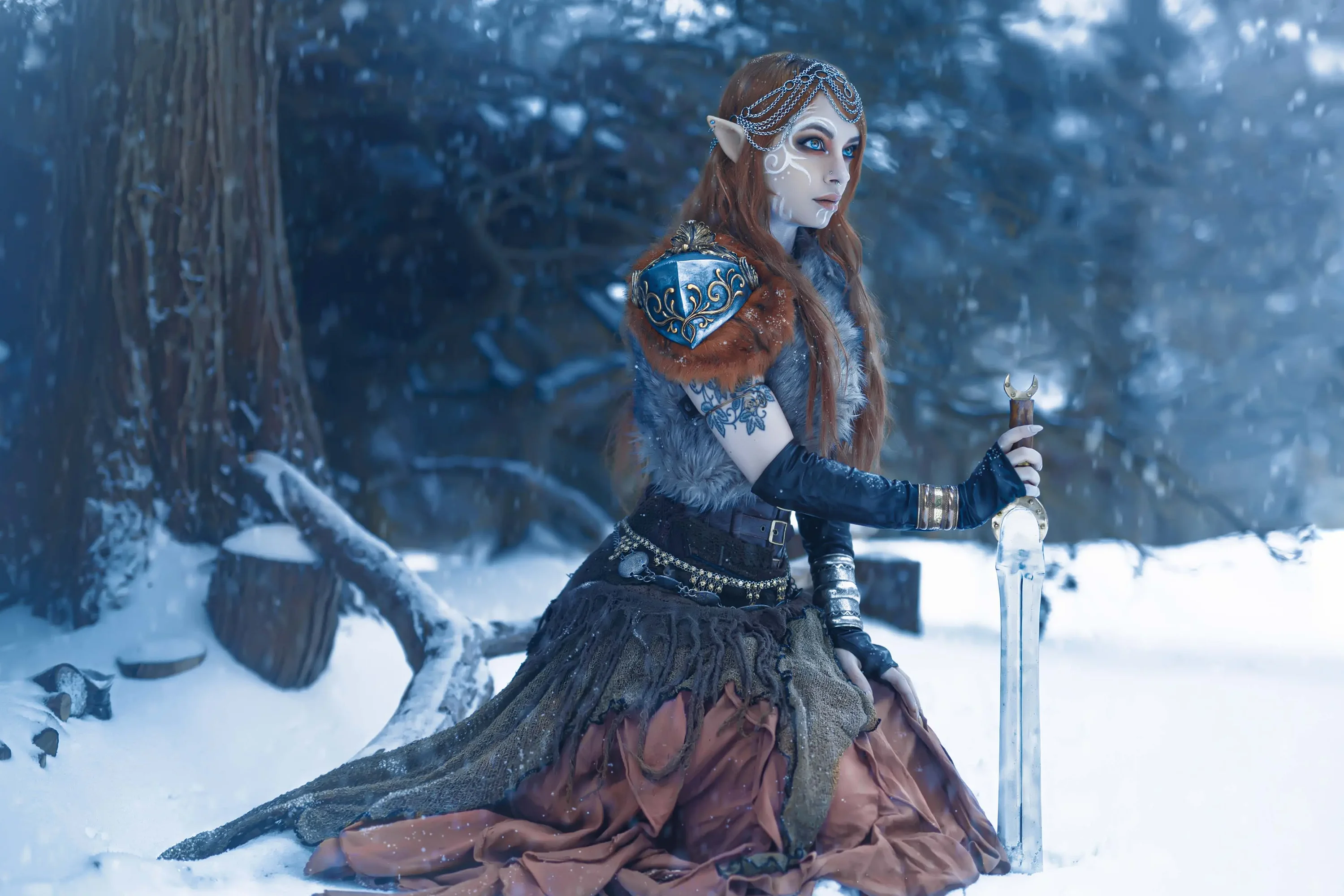 Forbidden Realm Alfheimface-paint elf mythological-creature viking warrior redhead gen-the-hobbit genevieve genthehobbit fantasy tribal  Slide