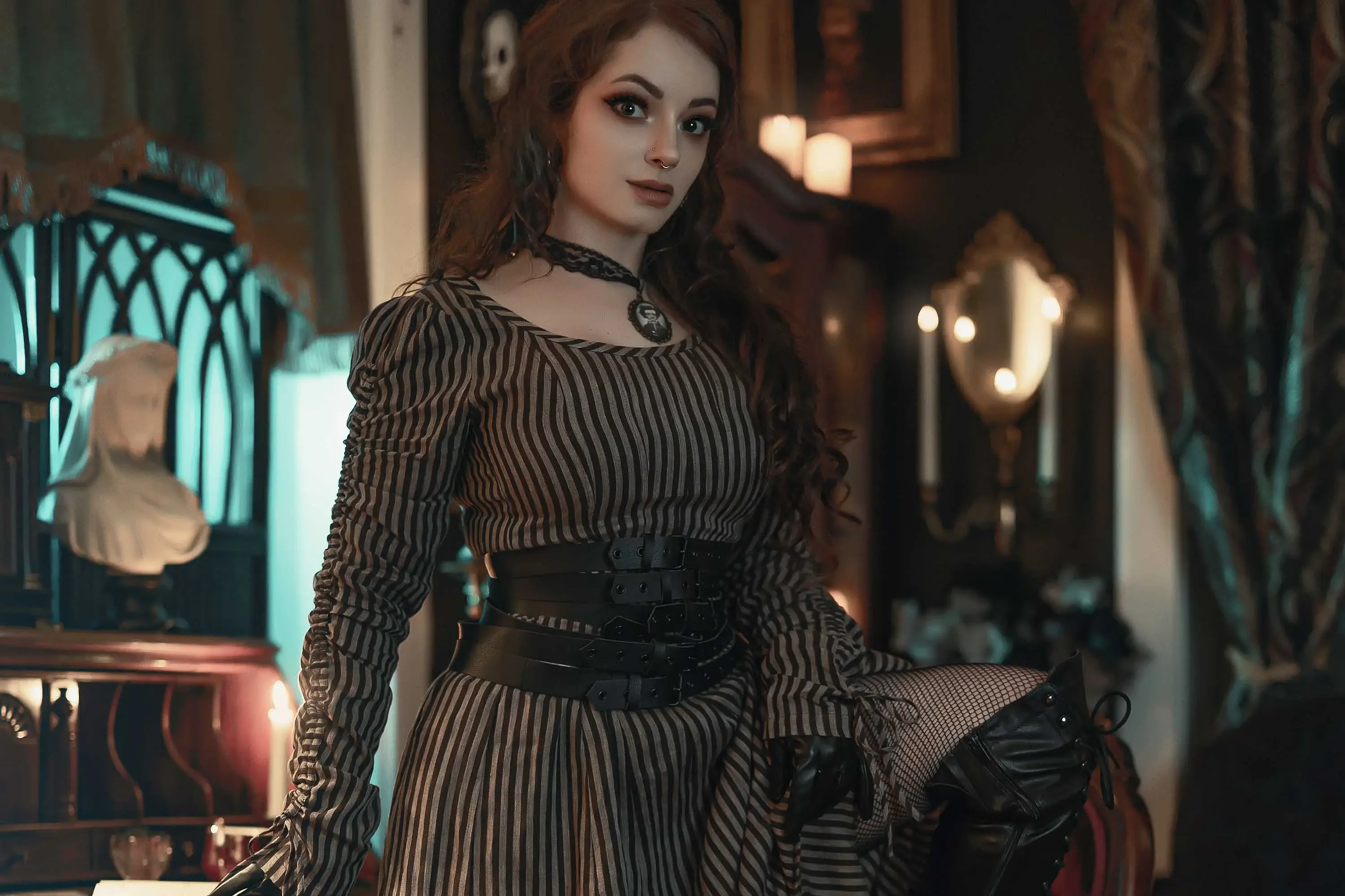 Forbidden Realm Annabel Leeboots garter-belt stockings redhead gen-the-hobbit genevieve genthehobbit gothic victorian  Slide