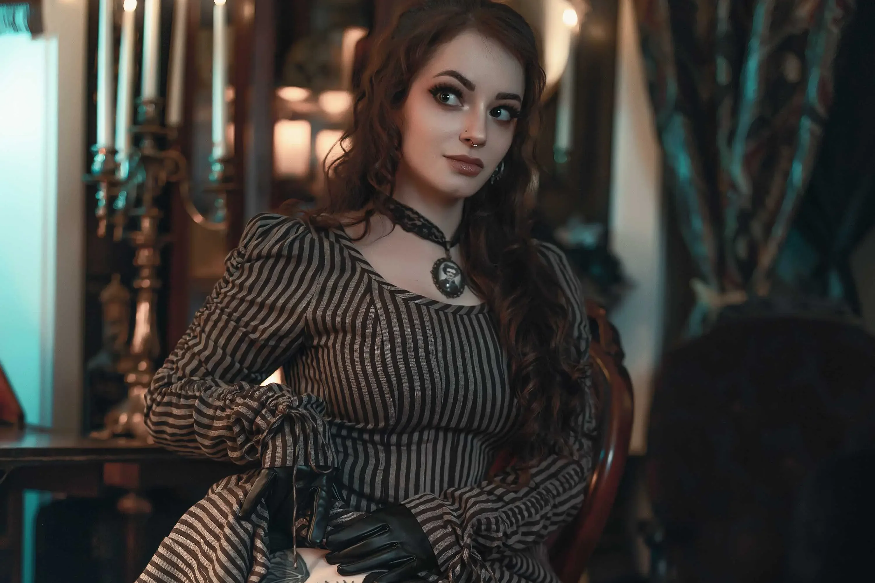 Forbidden Realm Annabel Leeboots garter-belt stockings redhead gen-the-hobbit genevieve genthehobbit gothic victorian  Slide