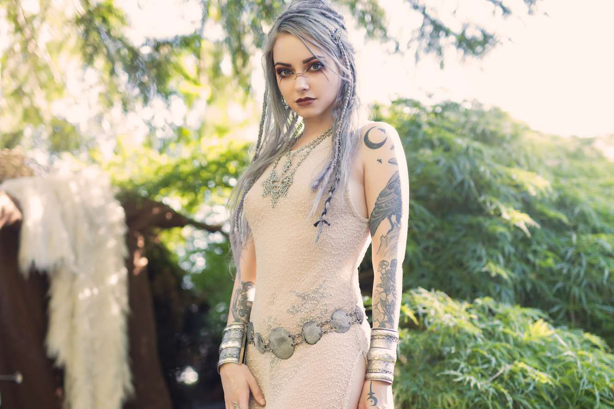 Forbidden Realm Artemisface-paint warrior silver-hair nature outdoor gen-the-hobbit genevieve genthehobbit fantasy medieval  Slide
