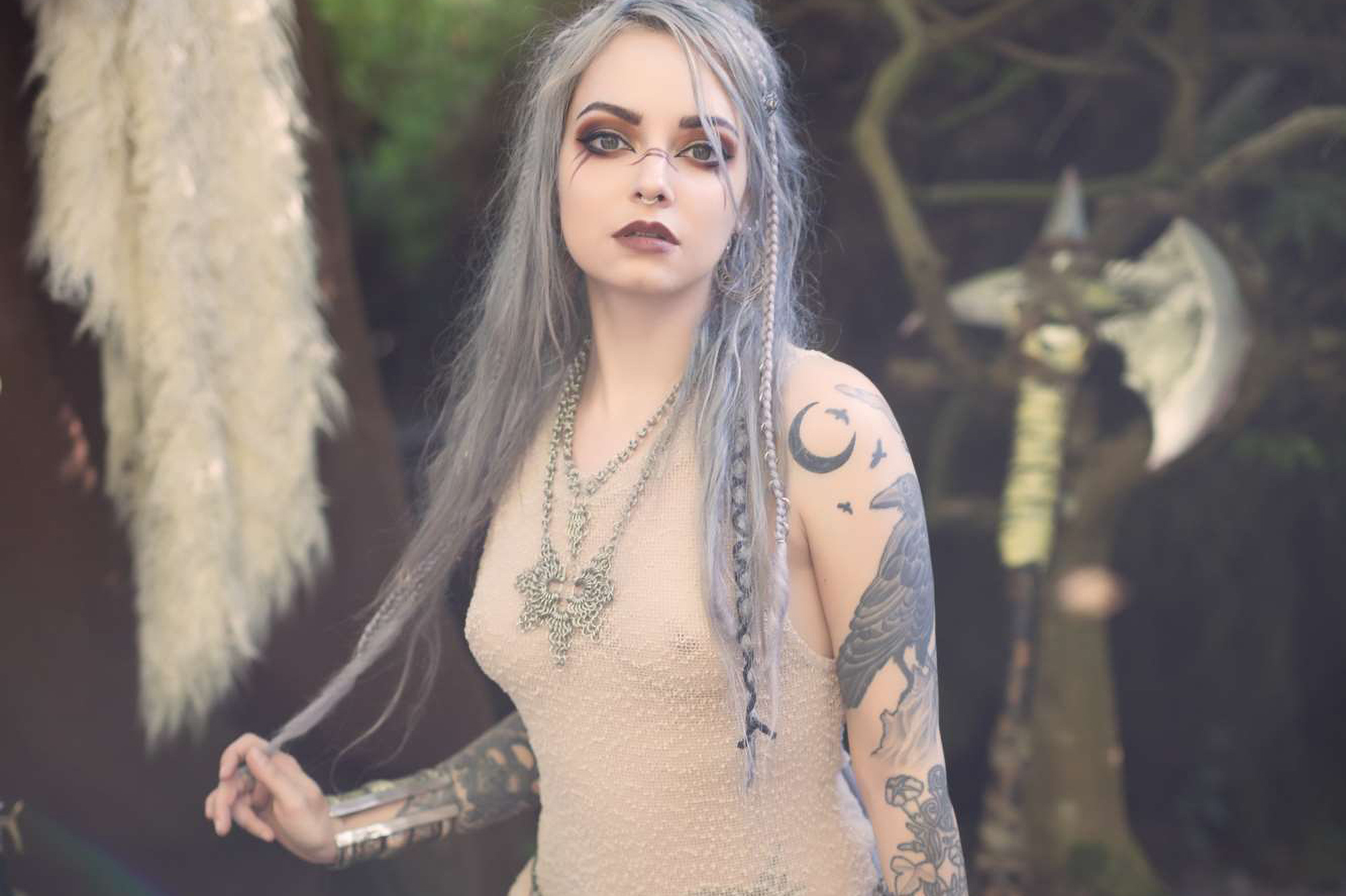 Forbidden Realm Artemisface-paint warrior silver-hair nature outdoor gen-the-hobbit genevieve genthehobbit fantasy medieval  Slide