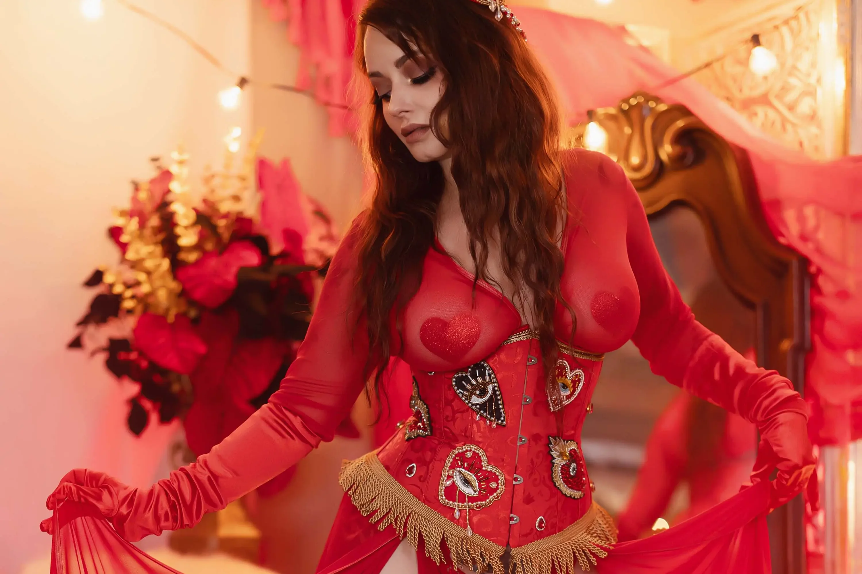 Forbidden Realm Backstage Burlesquecorset fishnets heels stockings holiday redhead valentine gen-the-hobbit genevieve genthehobbit cabaret flapper  Slide