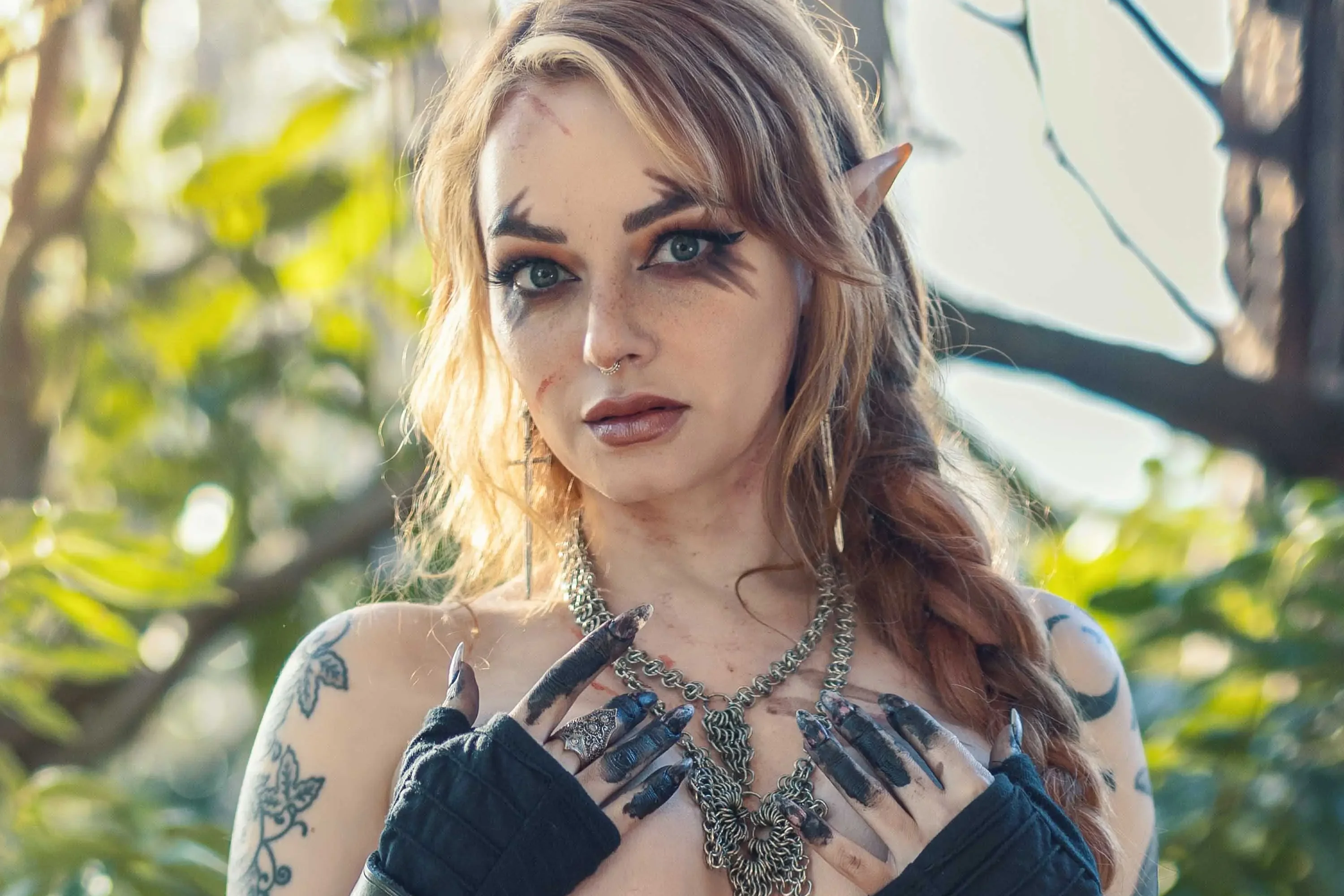 Forbidden Realm Battlebornboots chains face-paint elf warrior redhead nature outdoor gen-the-hobbit genevieve genthehobbit fantasy  Slide