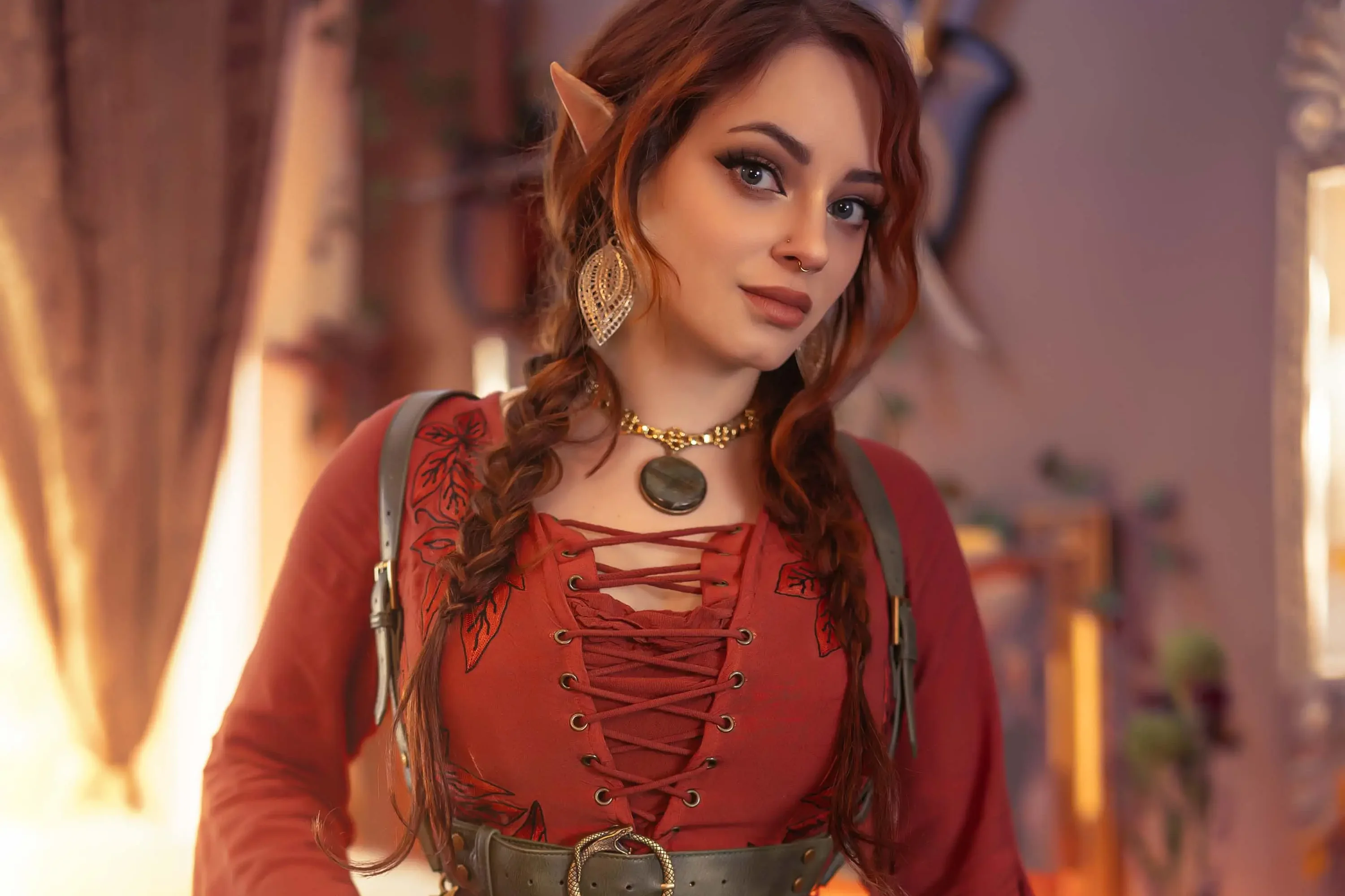 Forbidden Realm Beguileelf-ears maiden redhead gen-the-hobbit genevieve genthehobbit boho cozy renaissance  Slide