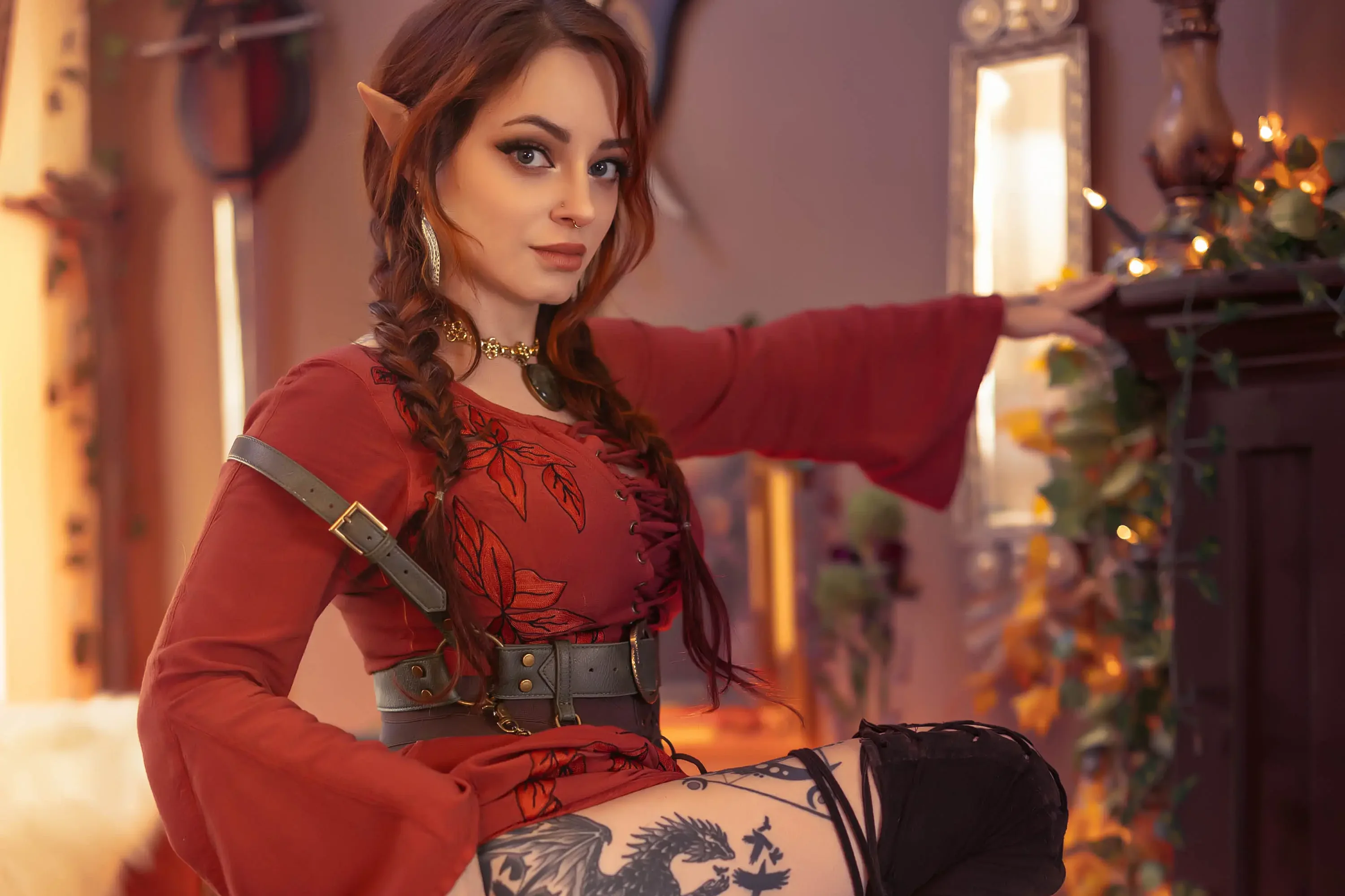 Forbidden Realm Beguileelf-ears maiden redhead gen-the-hobbit genevieve genthehobbit boho cozy renaissance  Slide