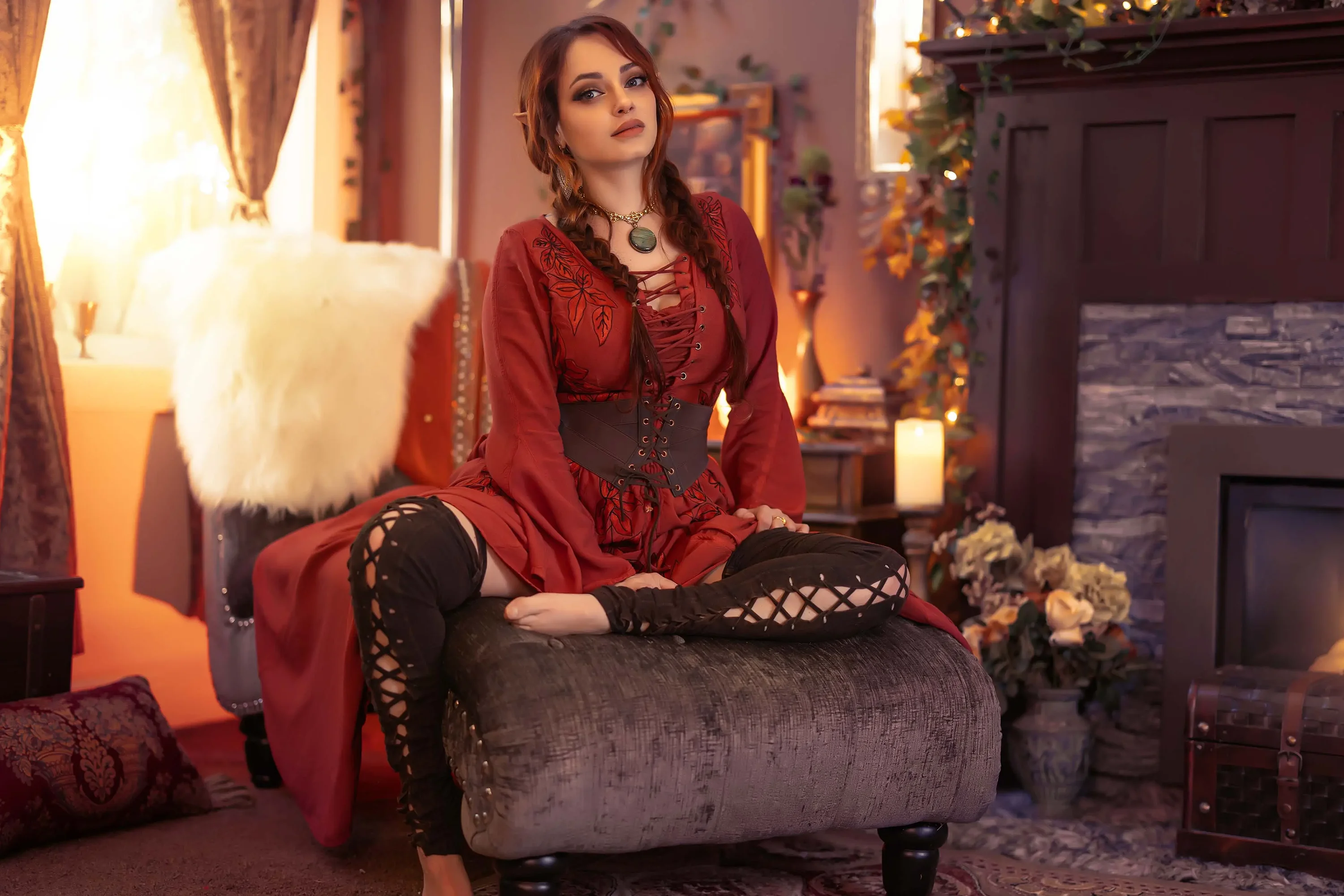 Forbidden Realm Beguileelf-ears maiden redhead gen-the-hobbit genevieve genthehobbit boho cozy renaissance  Slide