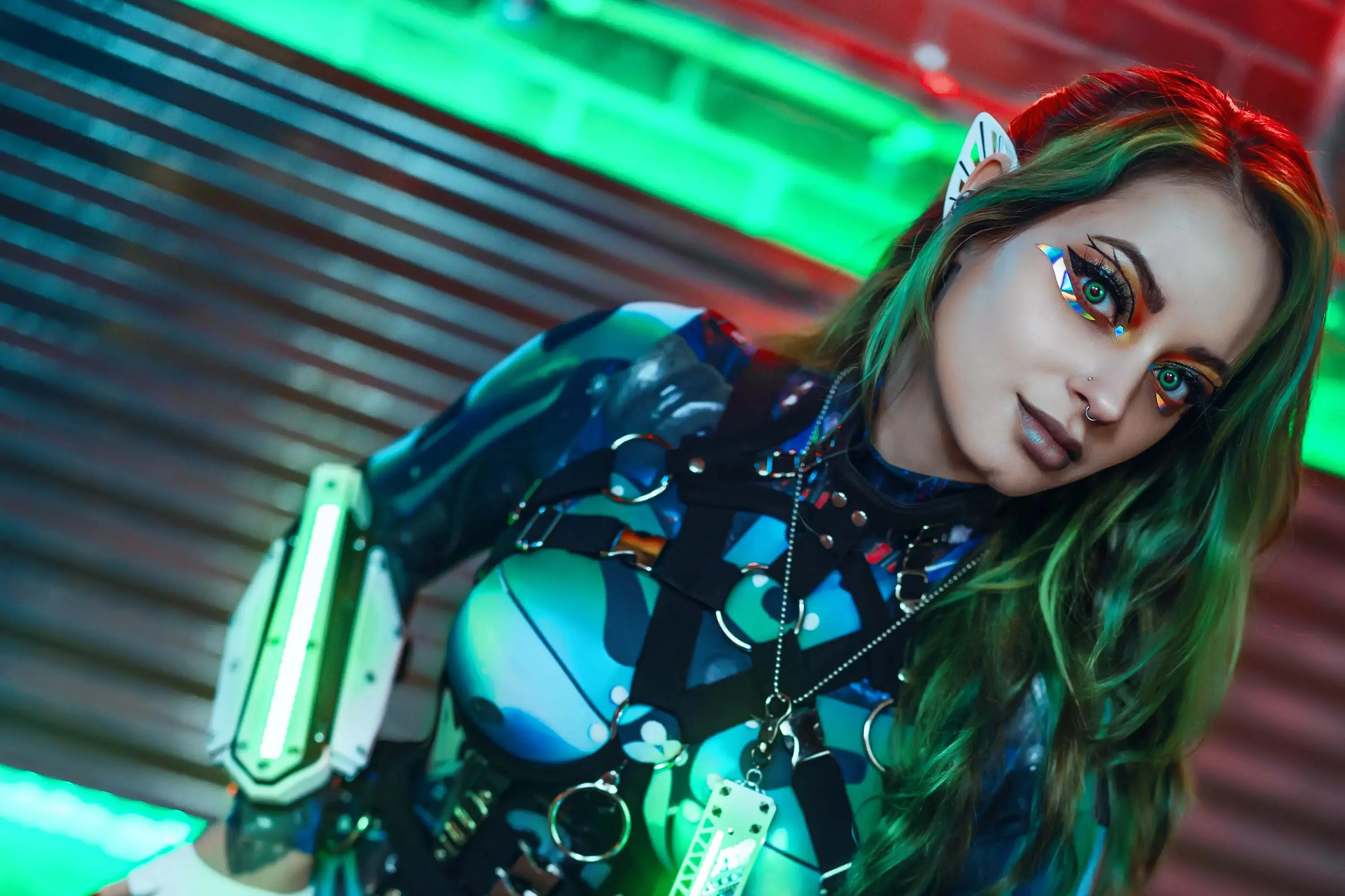 Forbidden Realm Bionicandroid cyborg edgy technicolor green-hair gen-the-hobbit genevieve genthehobbit cyberpunk  Slide