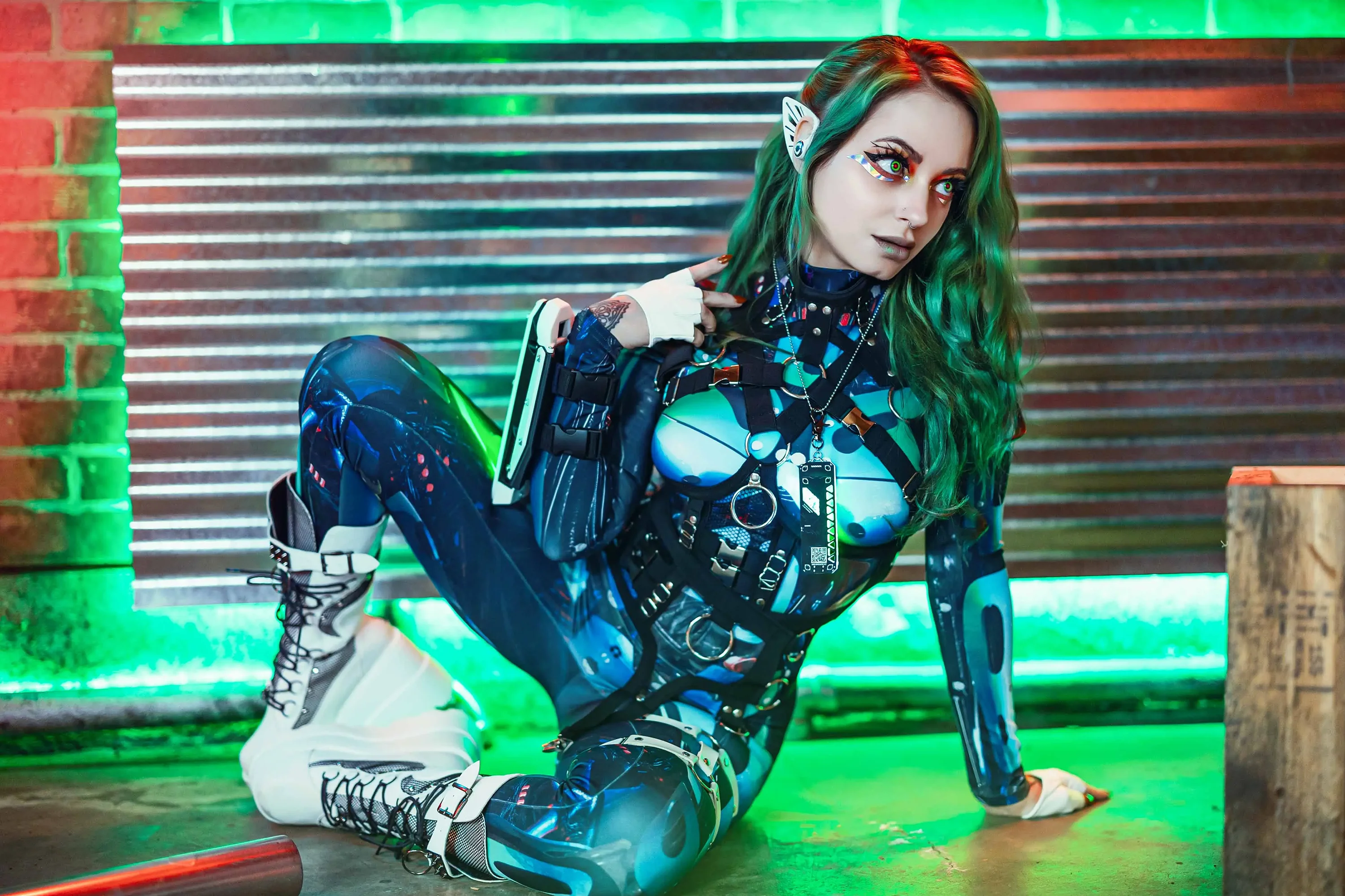 Forbidden Realm Bionicandroid cyborg edgy technicolor green-hair gen-the-hobbit genevieve genthehobbit cyberpunk  Slide