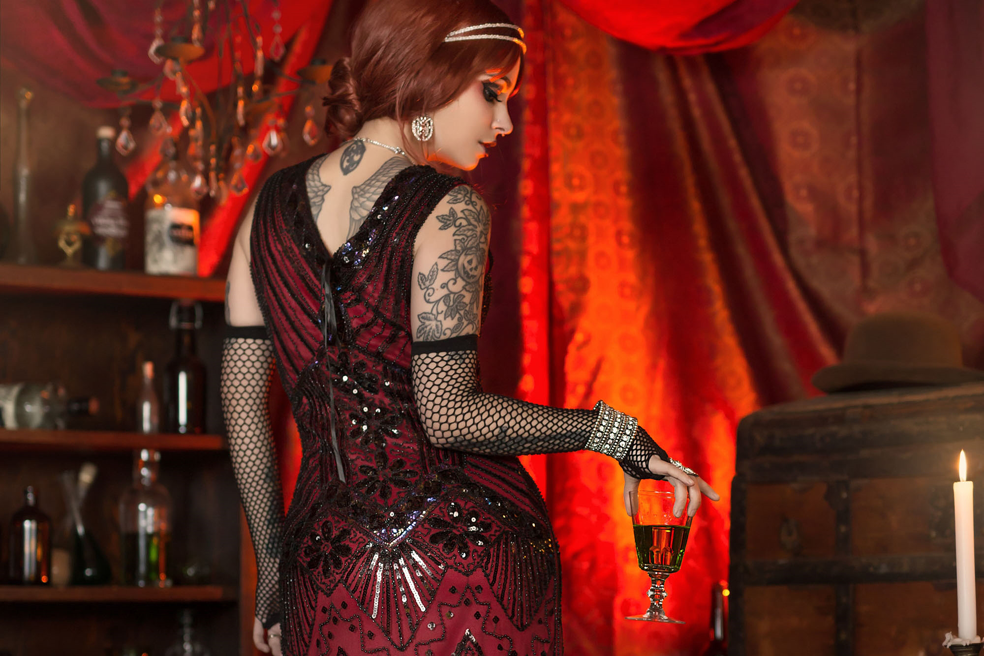 Forbidden Realm Cabaret & Cocktailsredhead speakeasy gen-the-hobbit genevieve genthehobbit cabaret flapper gatsby steampunk victorian vintage  Slide