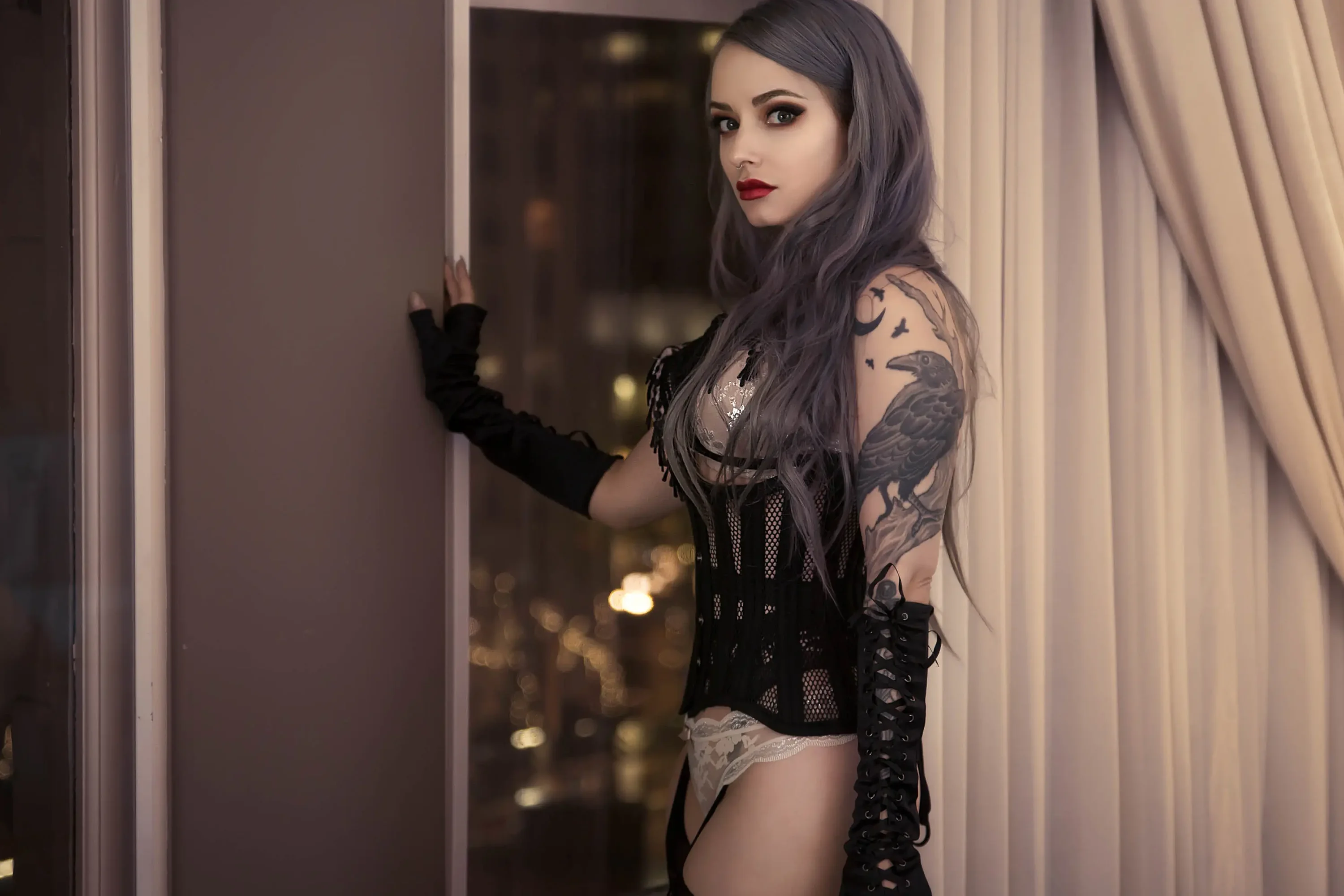 Forbidden Realm Cinchedcorset heels lingerie hotel gen-the-hobbit genevieve genthehobbit boudoir  Slide