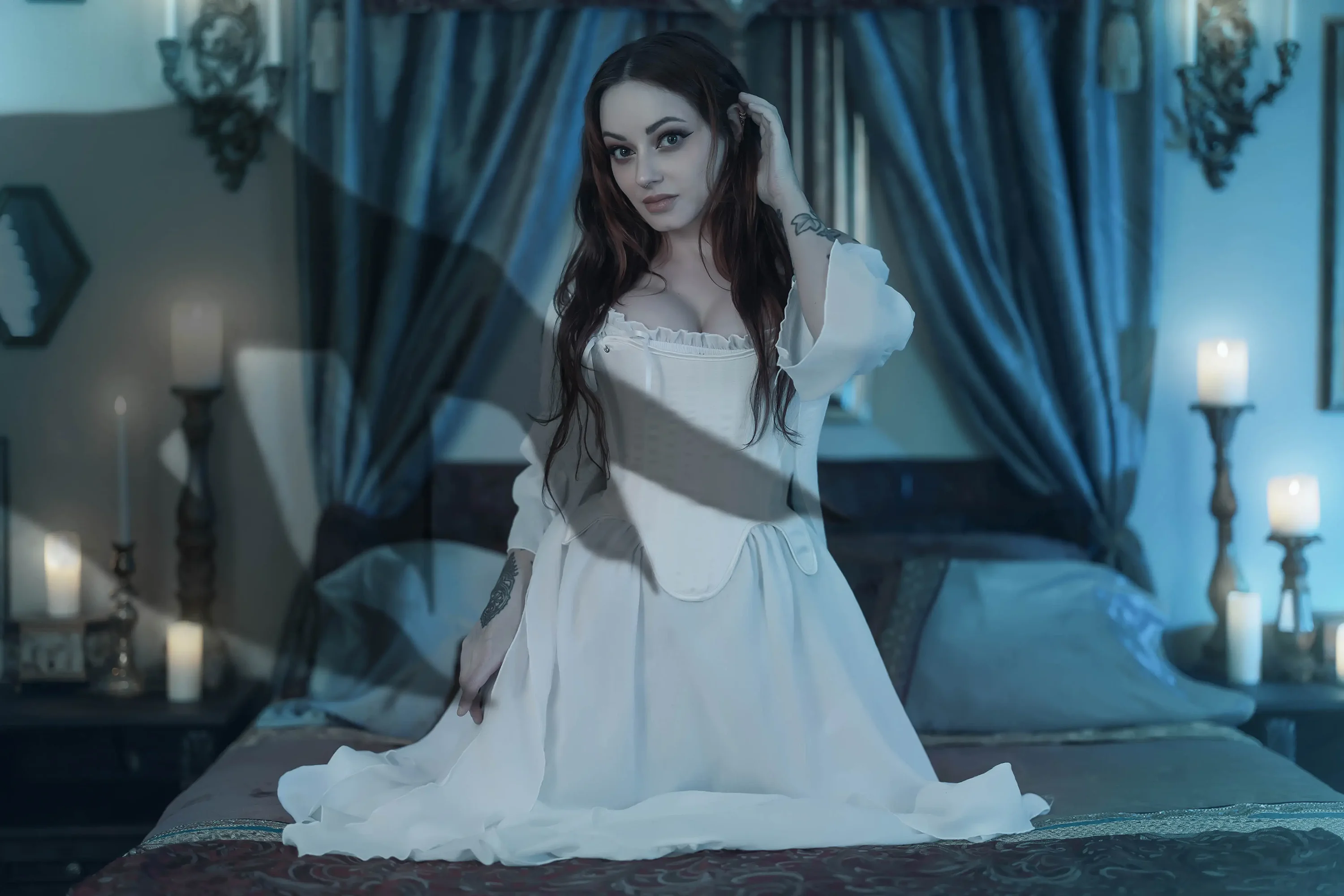 Forbidden Realm Come To Mecandles delicate redhead bed gen-the-hobbit genevieve genthehobbit cosplay hollywood noir  Slide