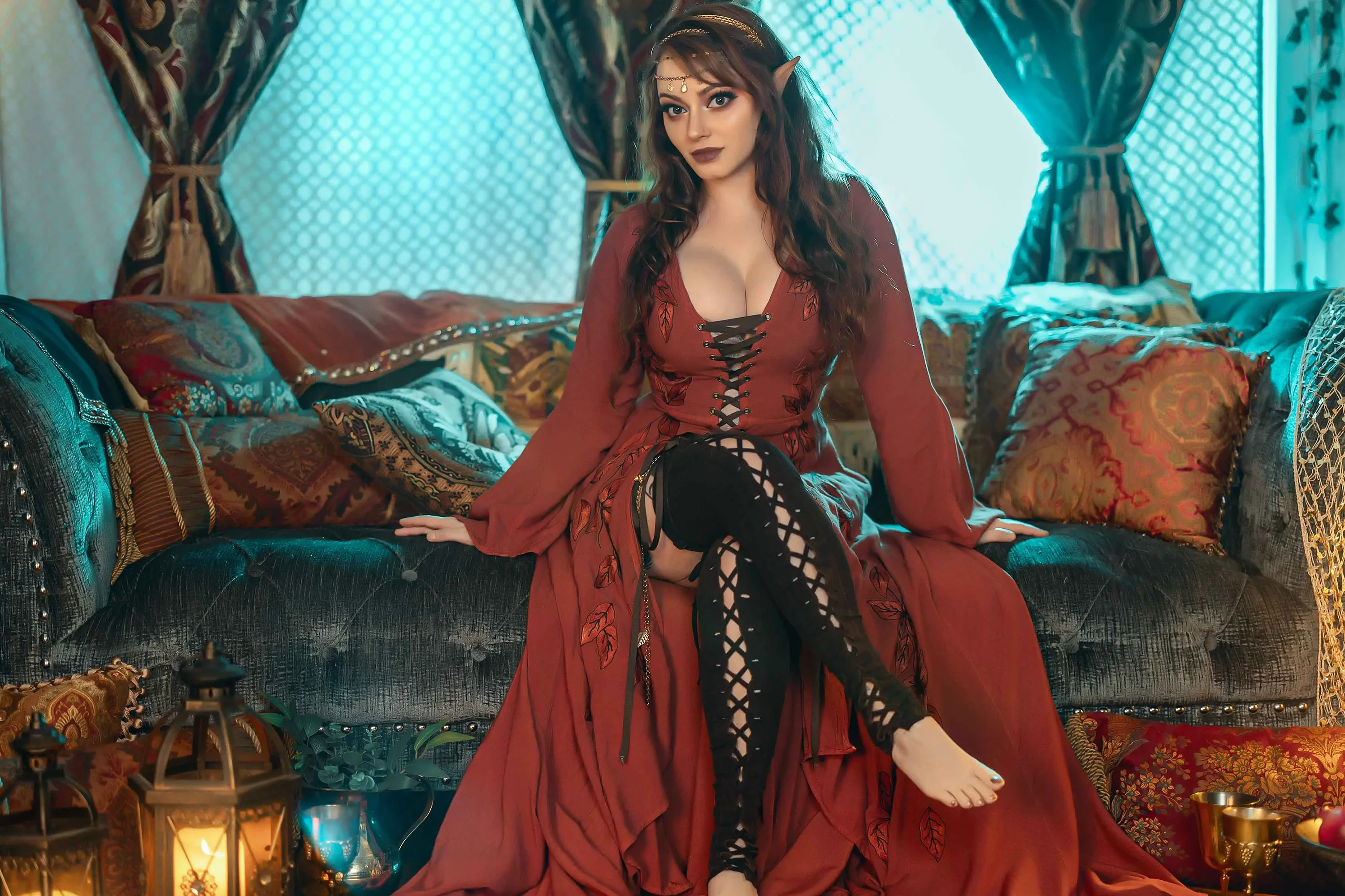 Forbidden Realm Court Of Gilded Velvetbody-chain elf-ears knee-socks lingerie maiden redhead gen-the-hobbit genevieve genthehobbit renaissance  Slide