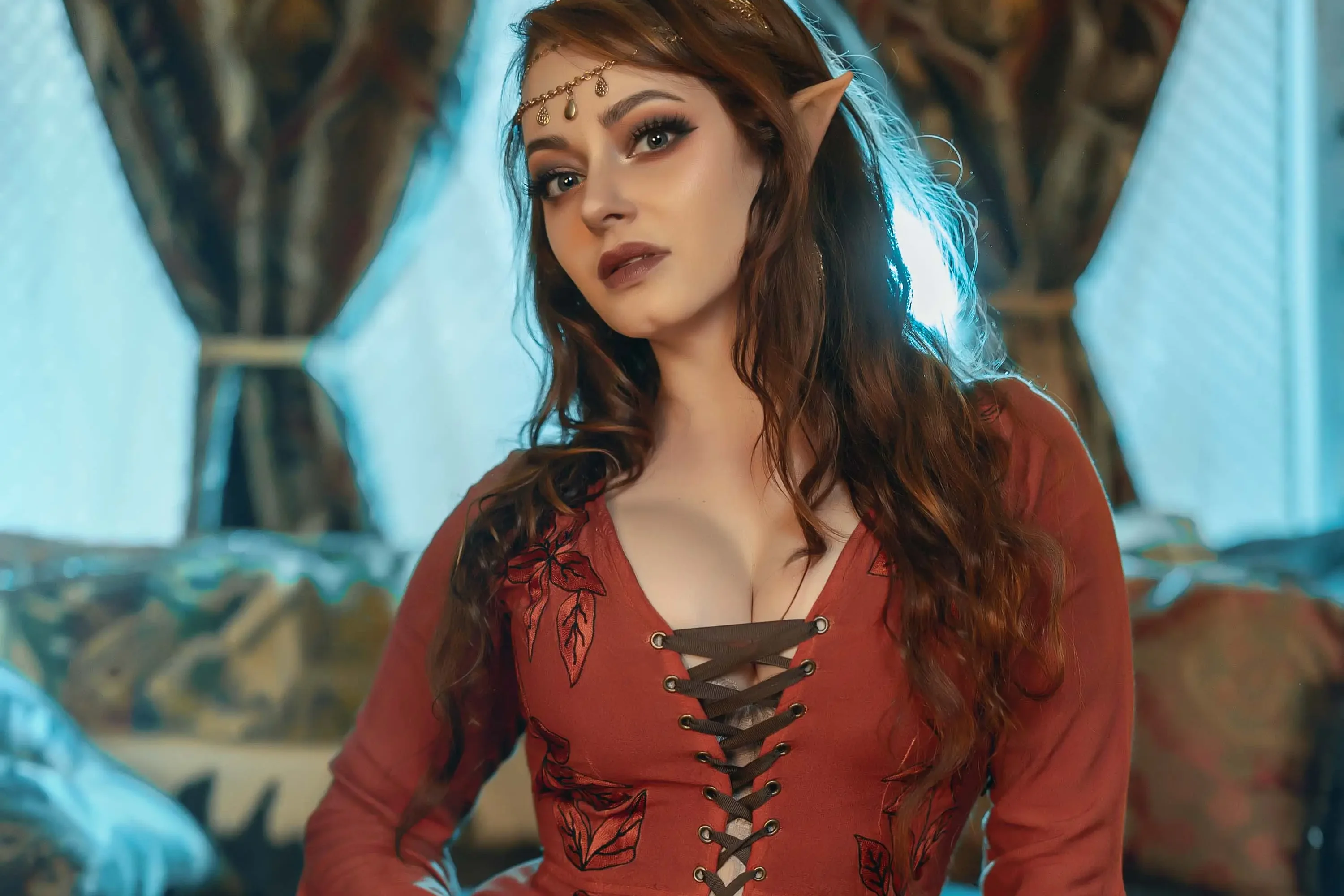 Forbidden Realm Court Of Gilded Velvetbody-chain elf-ears knee-socks lingerie maiden redhead gen-the-hobbit genevieve genthehobbit renaissance  Slide