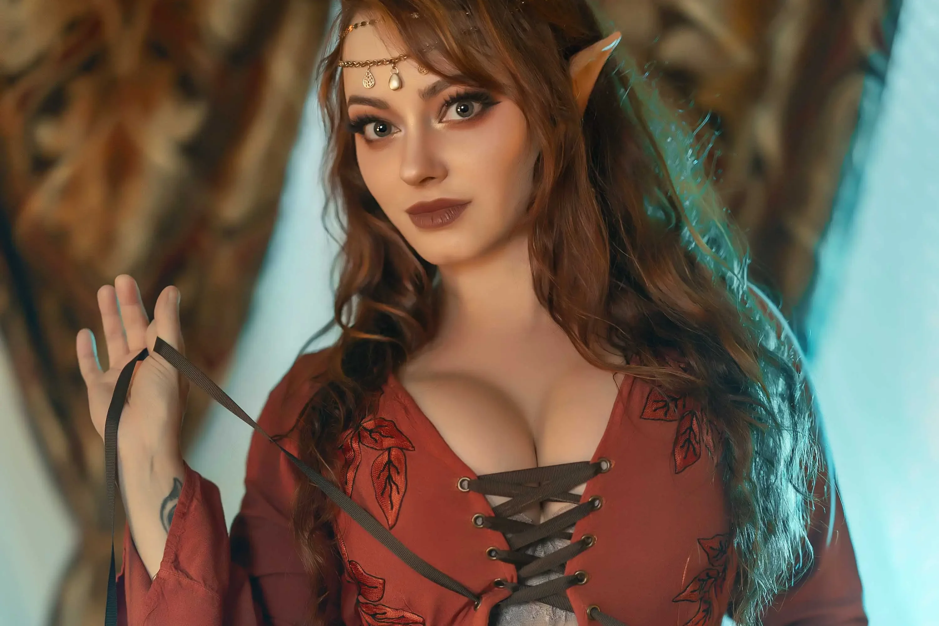 Forbidden Realm Court Of Gilded Velvetbody-chain elf-ears knee-socks lingerie maiden redhead gen-the-hobbit genevieve genthehobbit renaissance  Slide