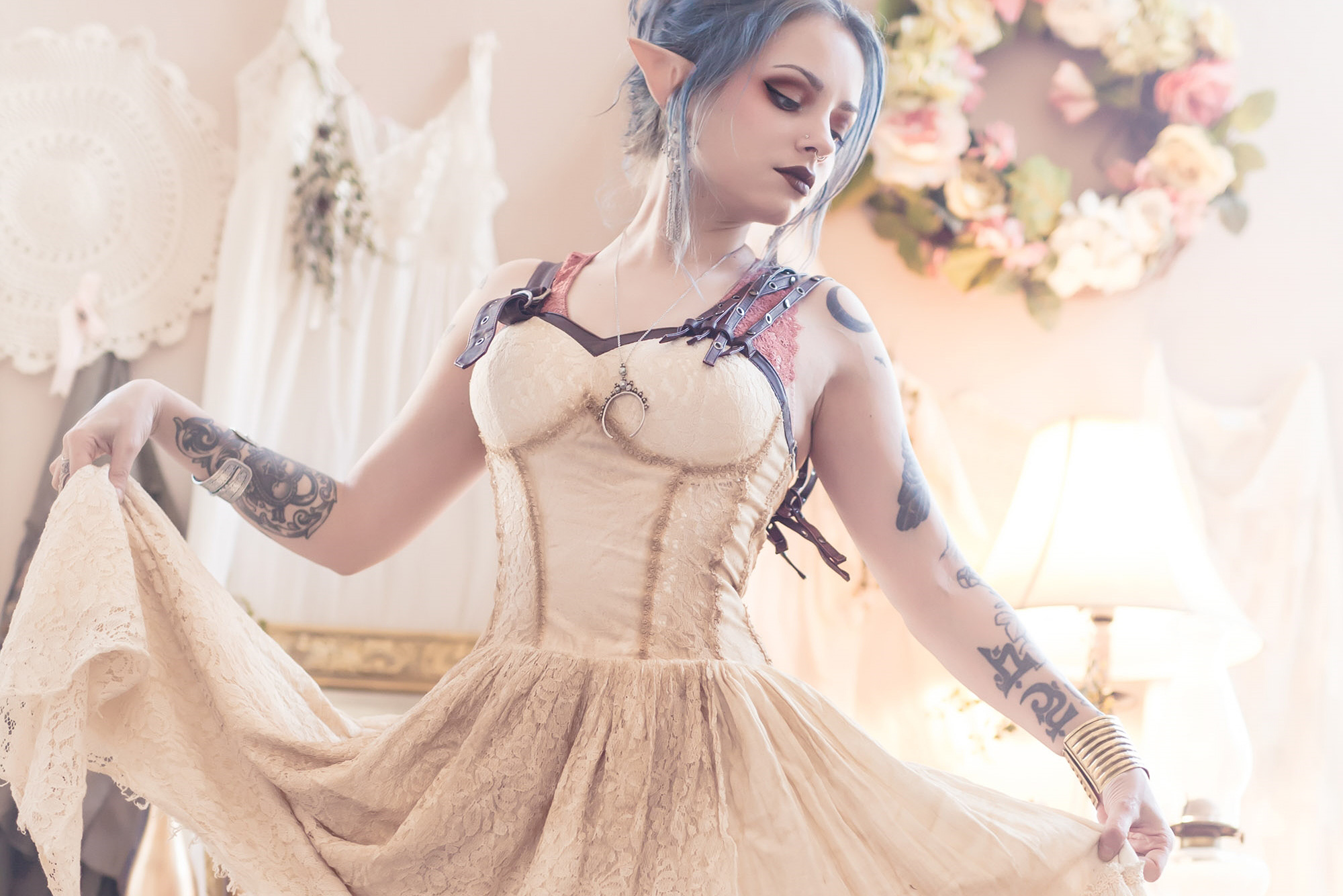 Forbidden Realm Couturiertattoo elf delicate dreamy pastel purple-hair gen-the-hobbit genevieve genthehobbit elven fantasy feminine shabbychic  Slide