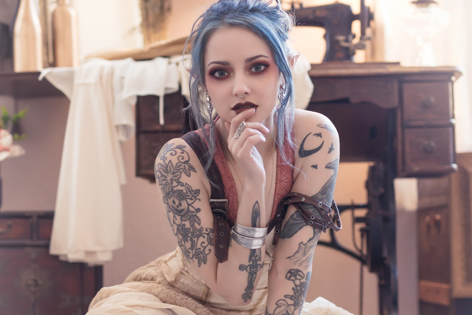 Forbidden Realm Couturiertattoo elf delicate dreamy pastel purple-hair gen-the-hobbit genevieve genthehobbit elven fantasy feminine shabbychic  Slide