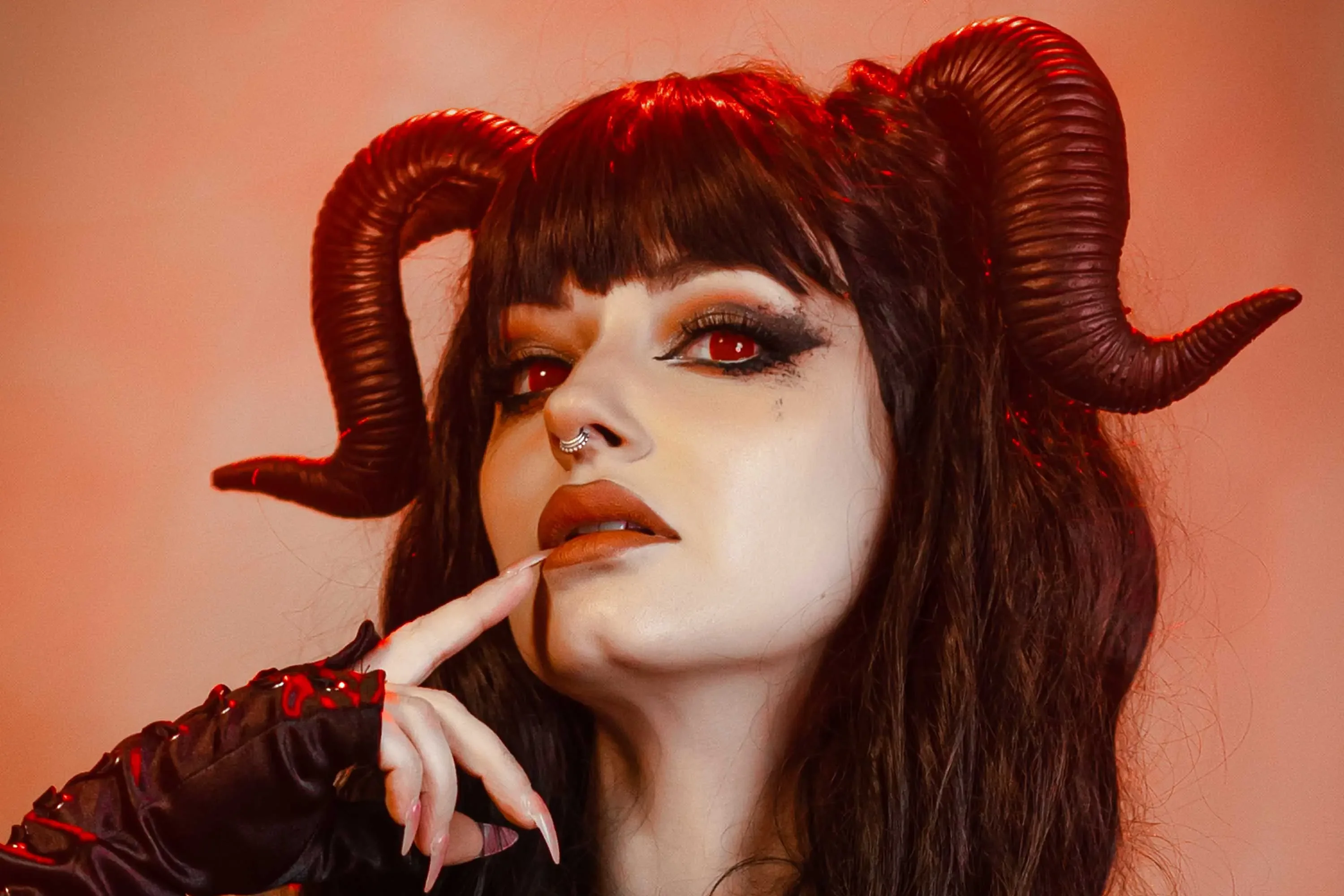 Forbidden Realm Daemonbody-chain corset horns red-eyes demon edgy black-hair gen-the-hobbit genevieve genthehobbit goth  Slide
