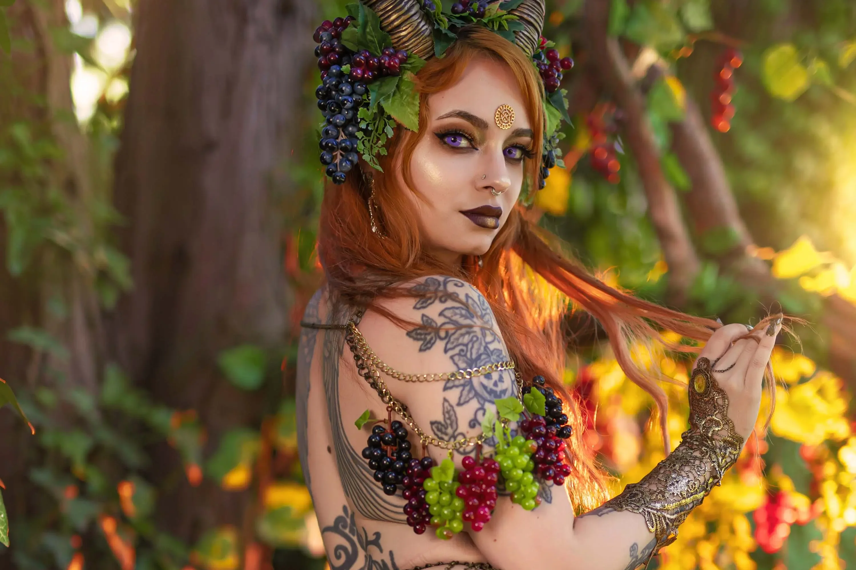 Forbidden Realm Dionysushorns goddess redhead forest nature outdoor gen-the-hobbit genevieve genthehobbit fantasy  Slide