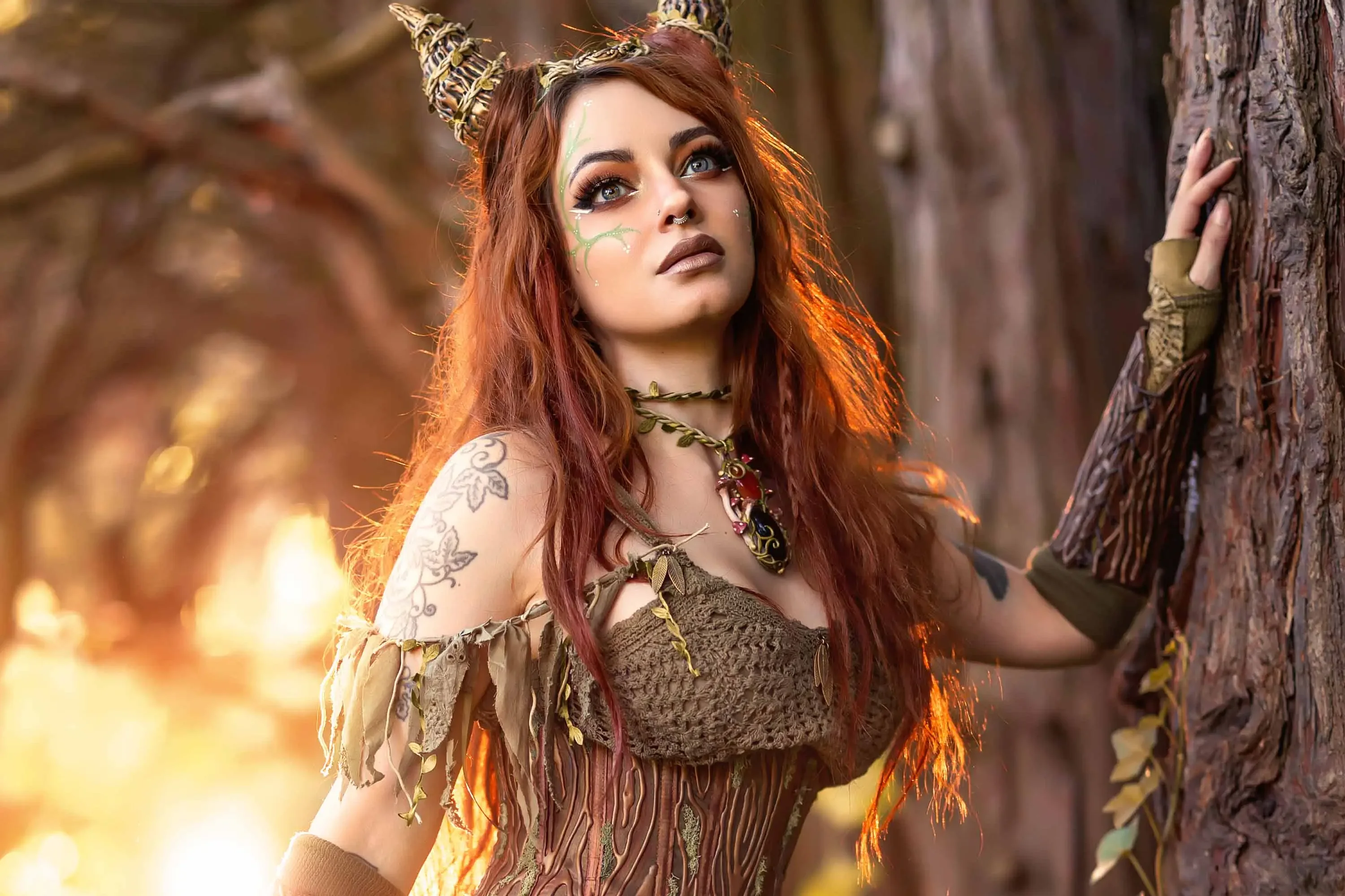 Forbidden Realm Dryadcorset horns mythological-creature autumn dreamy redhead forest outdoor gen-the-hobbit genevieve genthehobbit  Slide