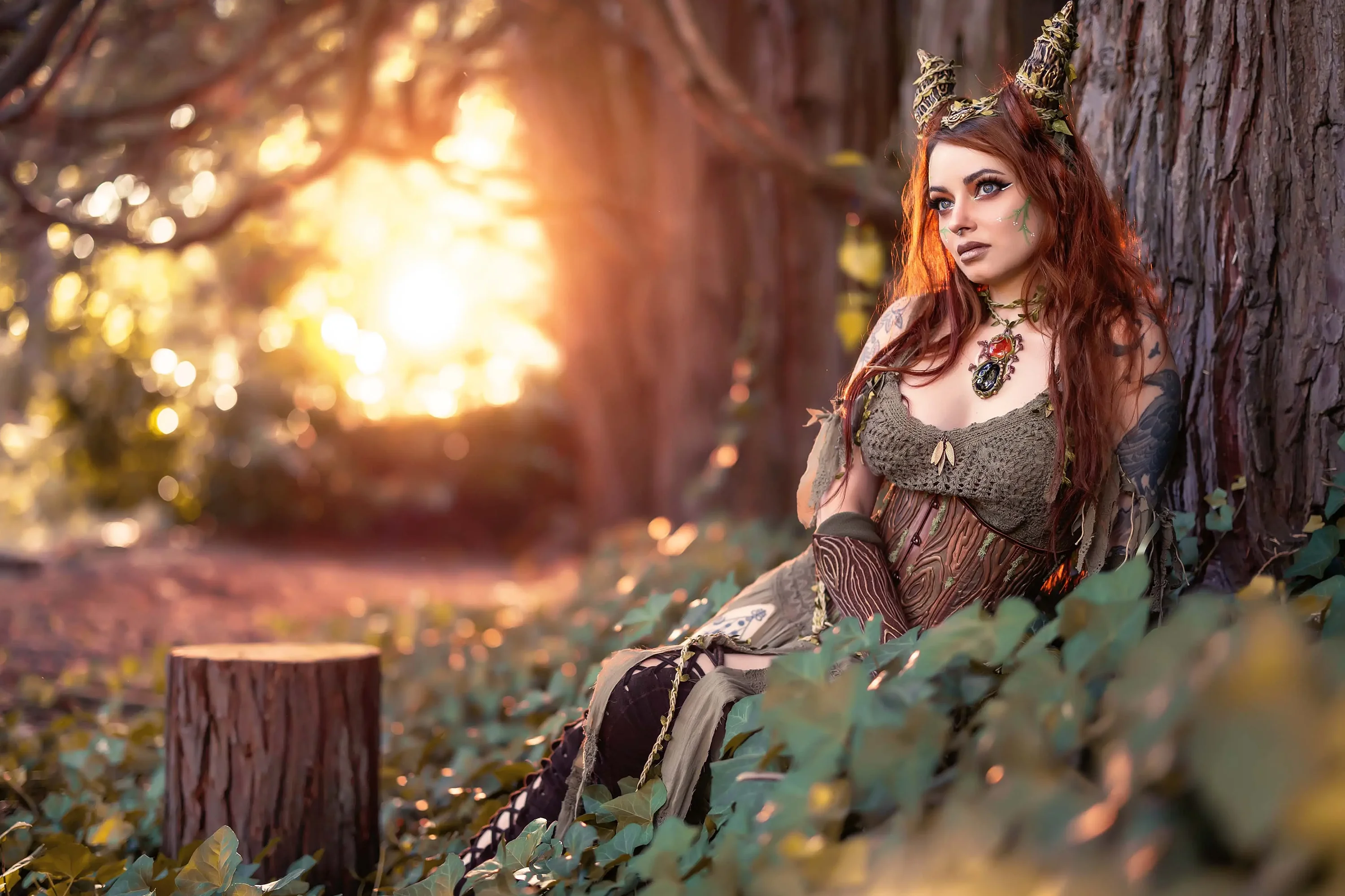 Forbidden Realm Dryadcorset horns mythological-creature autumn dreamy redhead forest outdoor gen-the-hobbit genevieve genthehobbit  Slide
