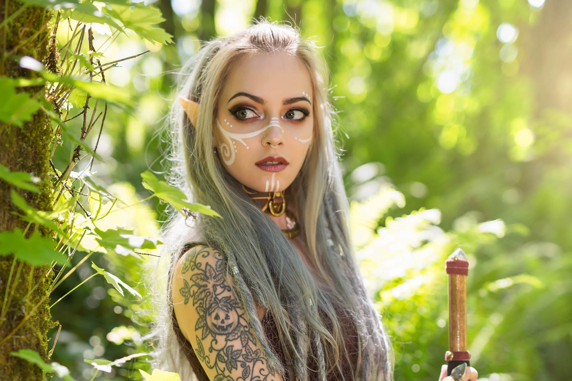 Forbidden Realm Elven Summerelf-ears face-paint elf woodelf forest nature gen-the-hobbit genevieve genthehobbit elven fantasy  Slide