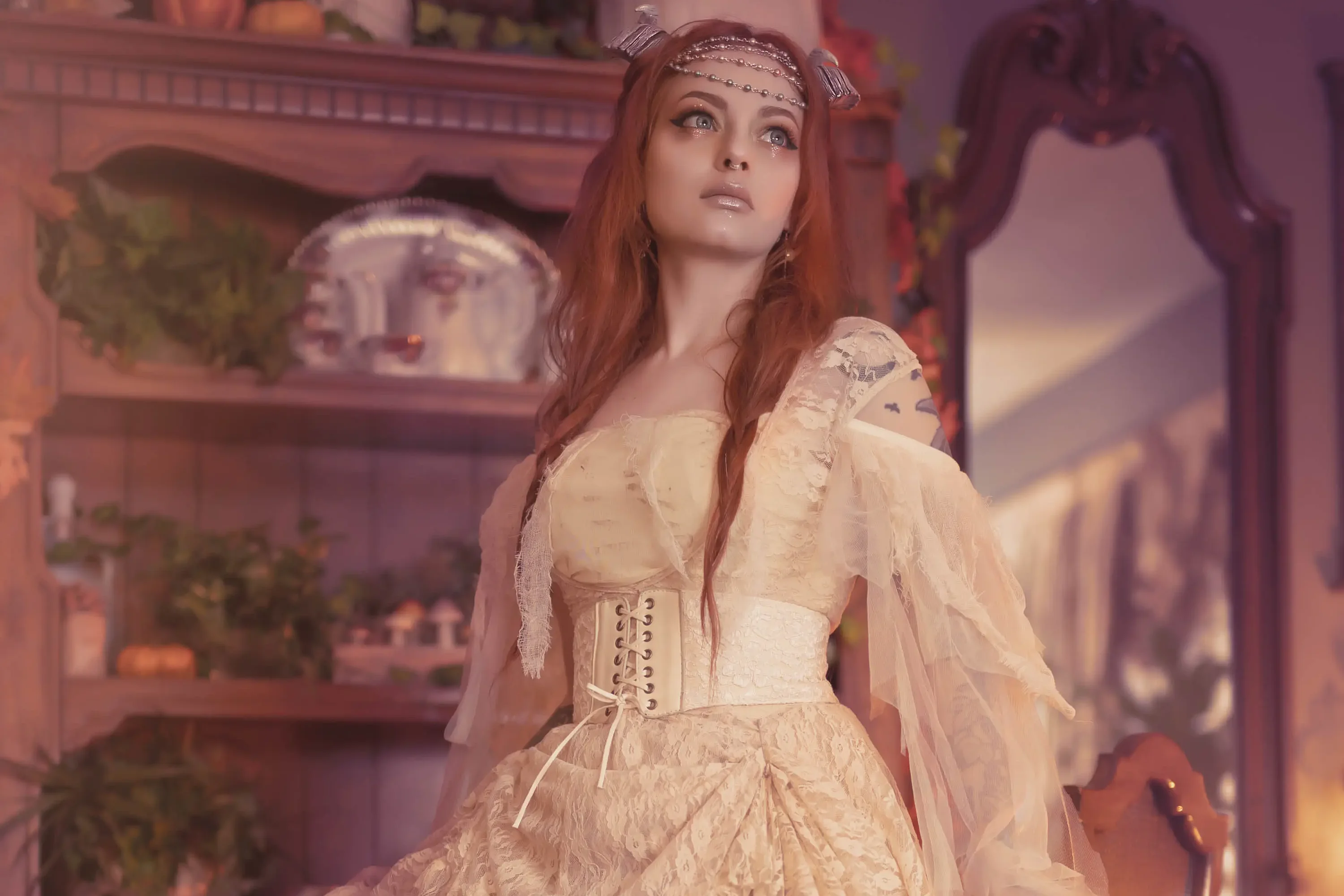 Forbidden Realm Etherealhorns lace lingerie dreamy whimsical redhead gen-the-hobbit genevieve genthehobbit  Slide