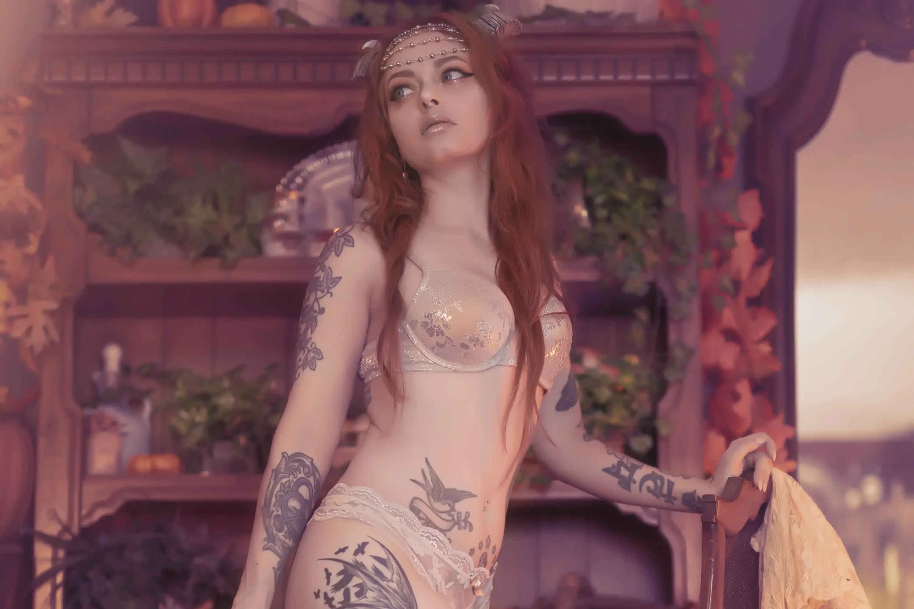 Forbidden Realm Etherealhorns lace lingerie dreamy whimsical redhead gen-the-hobbit genevieve genthehobbit  Slide