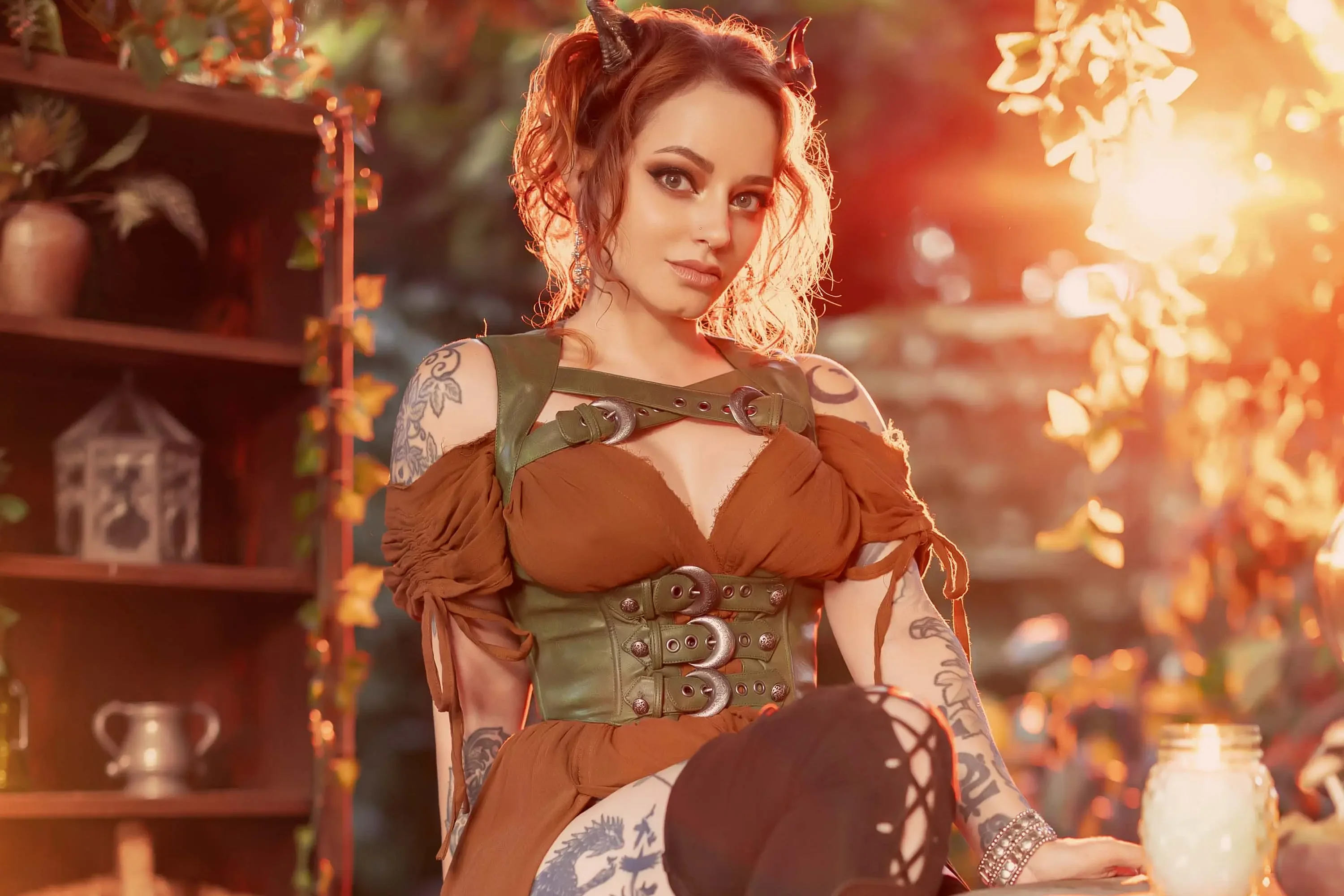 Forbidden Realm Fae's Hollowhorns autumn redhead nature outdoor gen-the-hobbit genevieve genthehobbit fantasy  Slide