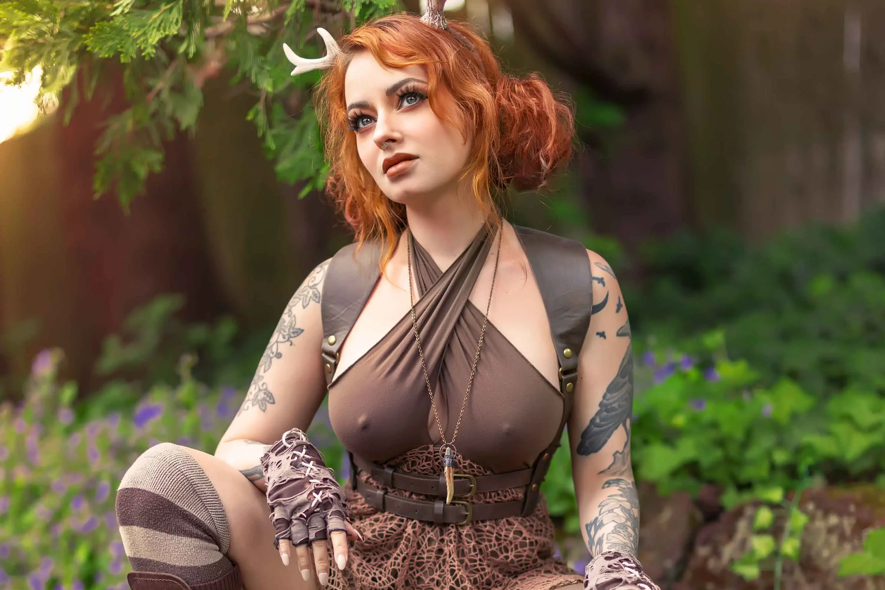 Forbidden Realm Faunaantlers boots leather redhead nature outdoor gen-the-hobbit genevieve genthehobbit stripes  Slide