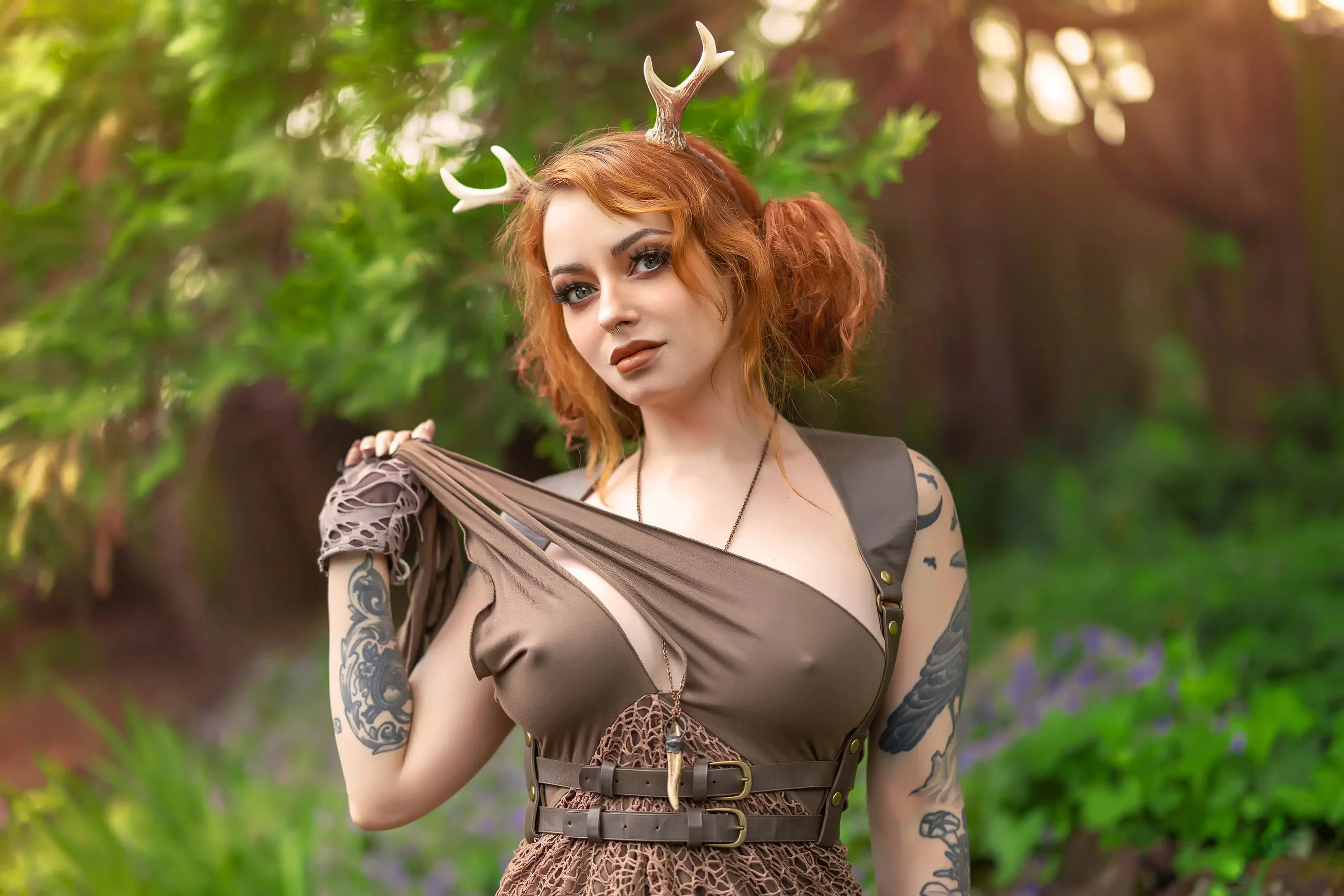 Forbidden Realm Faunaantlers boots leather redhead nature outdoor gen-the-hobbit genevieve genthehobbit stripes  Slide